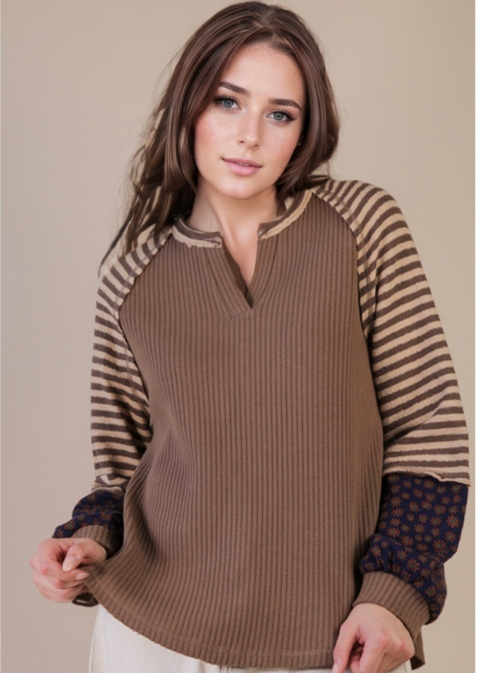 This and That Mixed Pattern Top