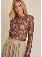 Full Swing Floral Mesh Top