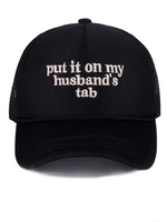 Put it on my Husbands Tab Trucker Hat