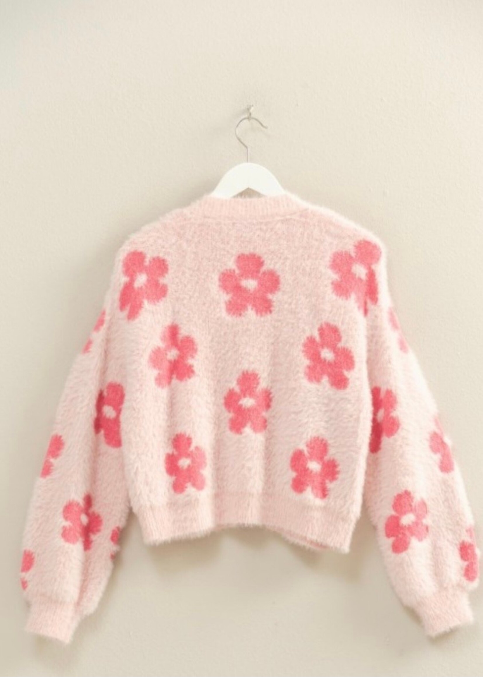 First Frost Floral Fuzzy Cardigan