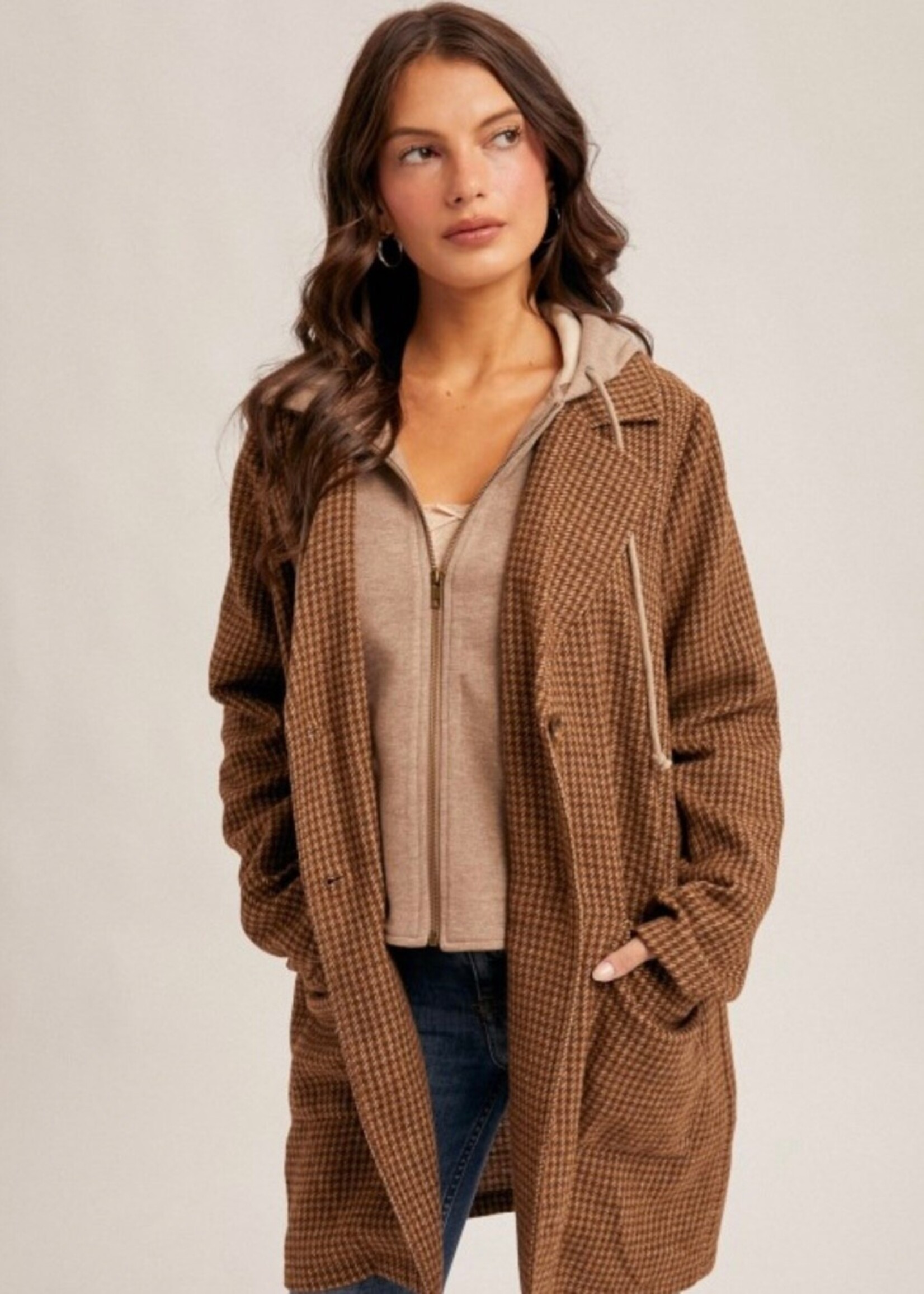 Cocoa Detachable Hoodie Two-fer Coat