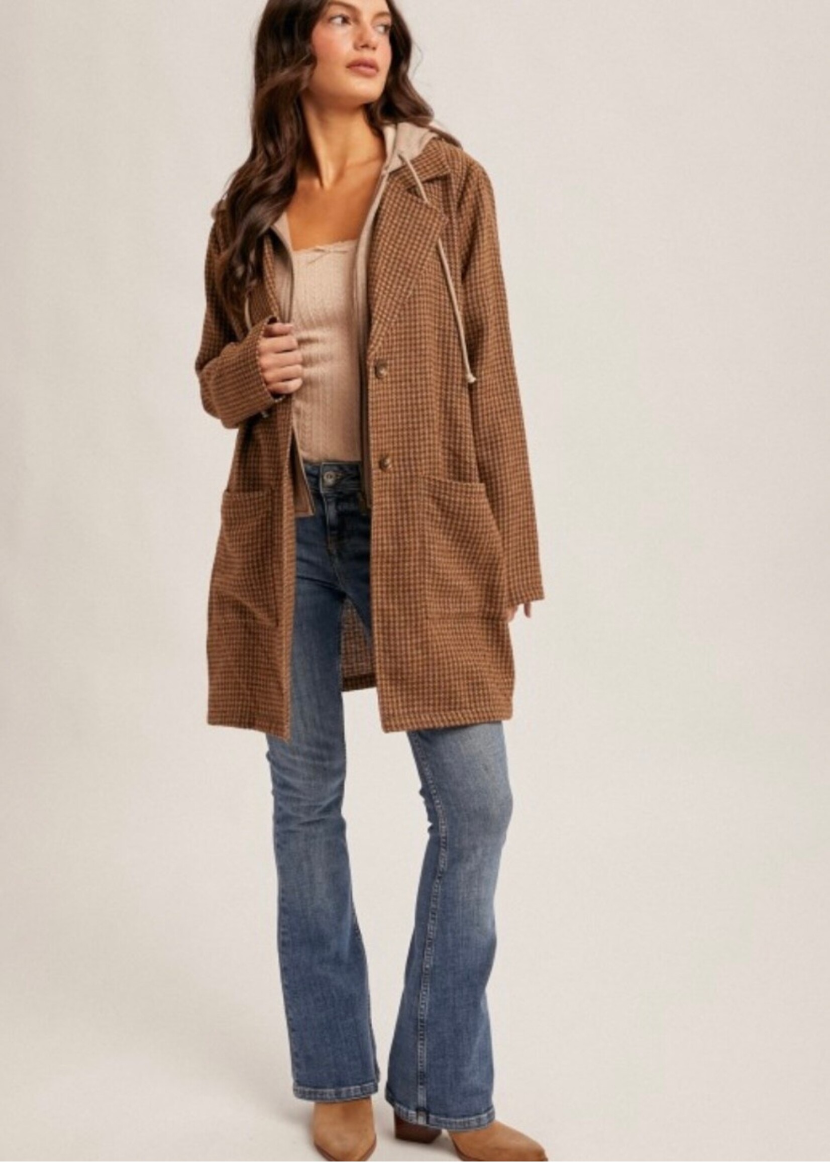 Cocoa Detachable Hoodie Two-fer Coat
