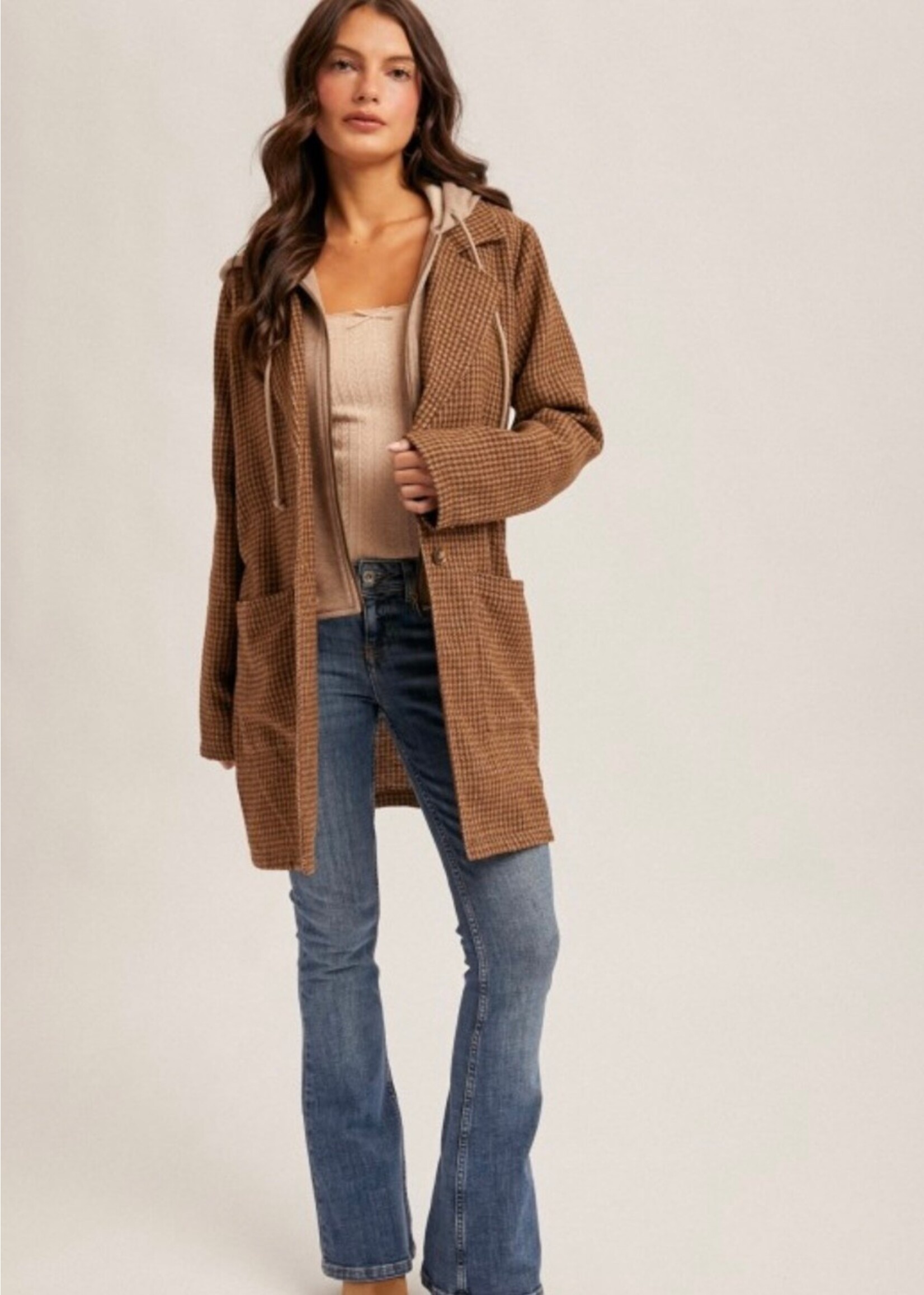 Cocoa Detachable Hoodie Two-fer Coat