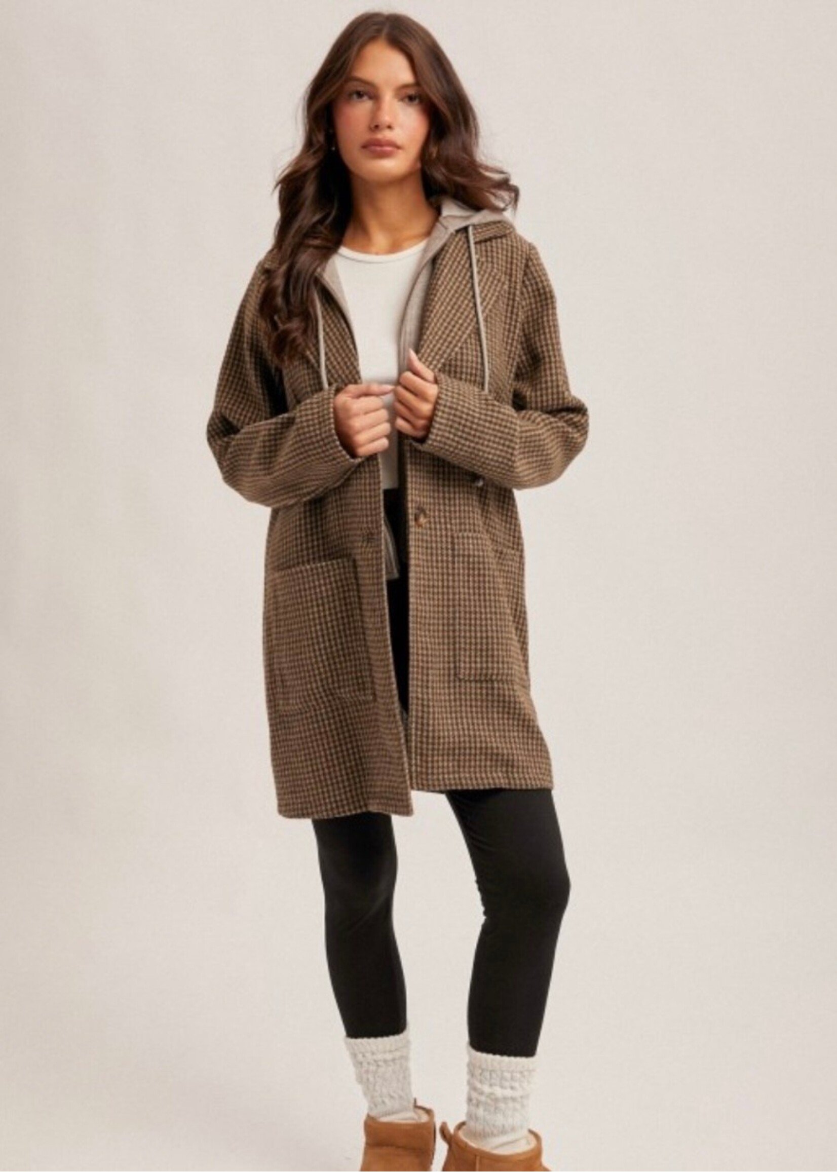 Cocoa Detachable Hoodie Two-fer Coat