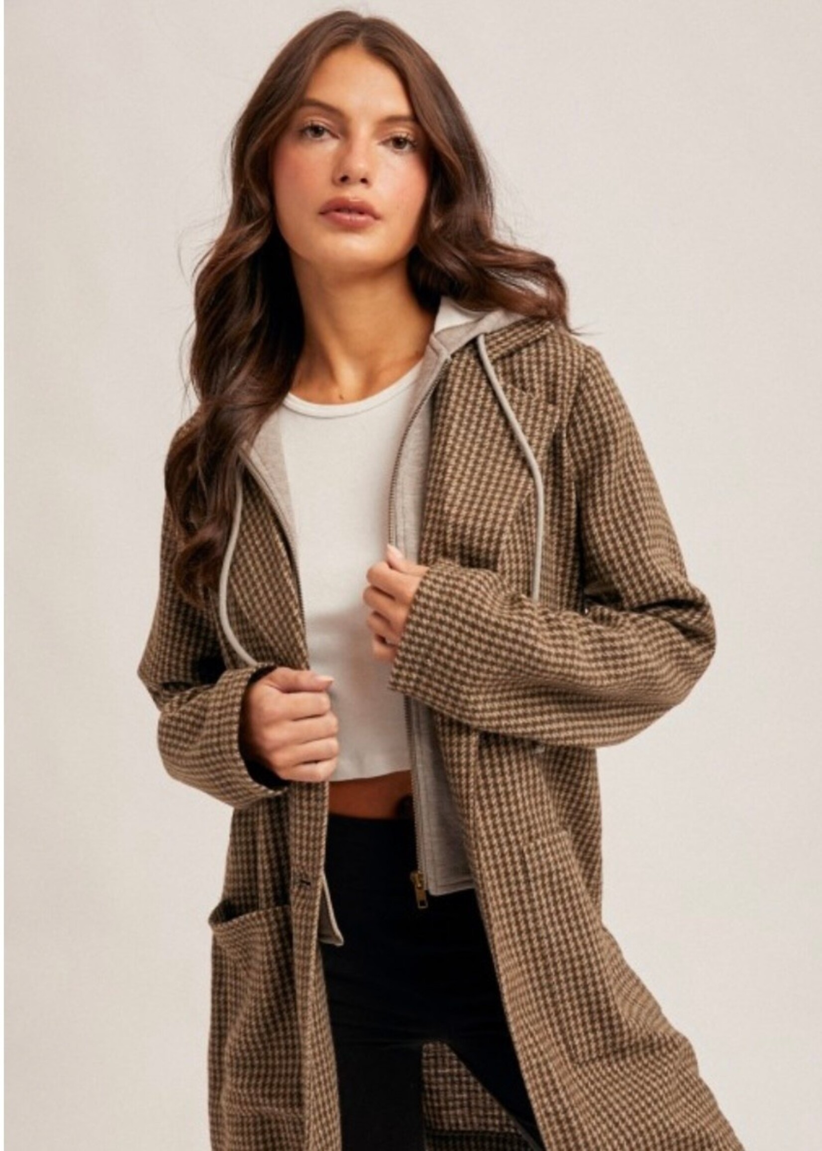 Cocoa Detachable Hoodie Two-fer Coat