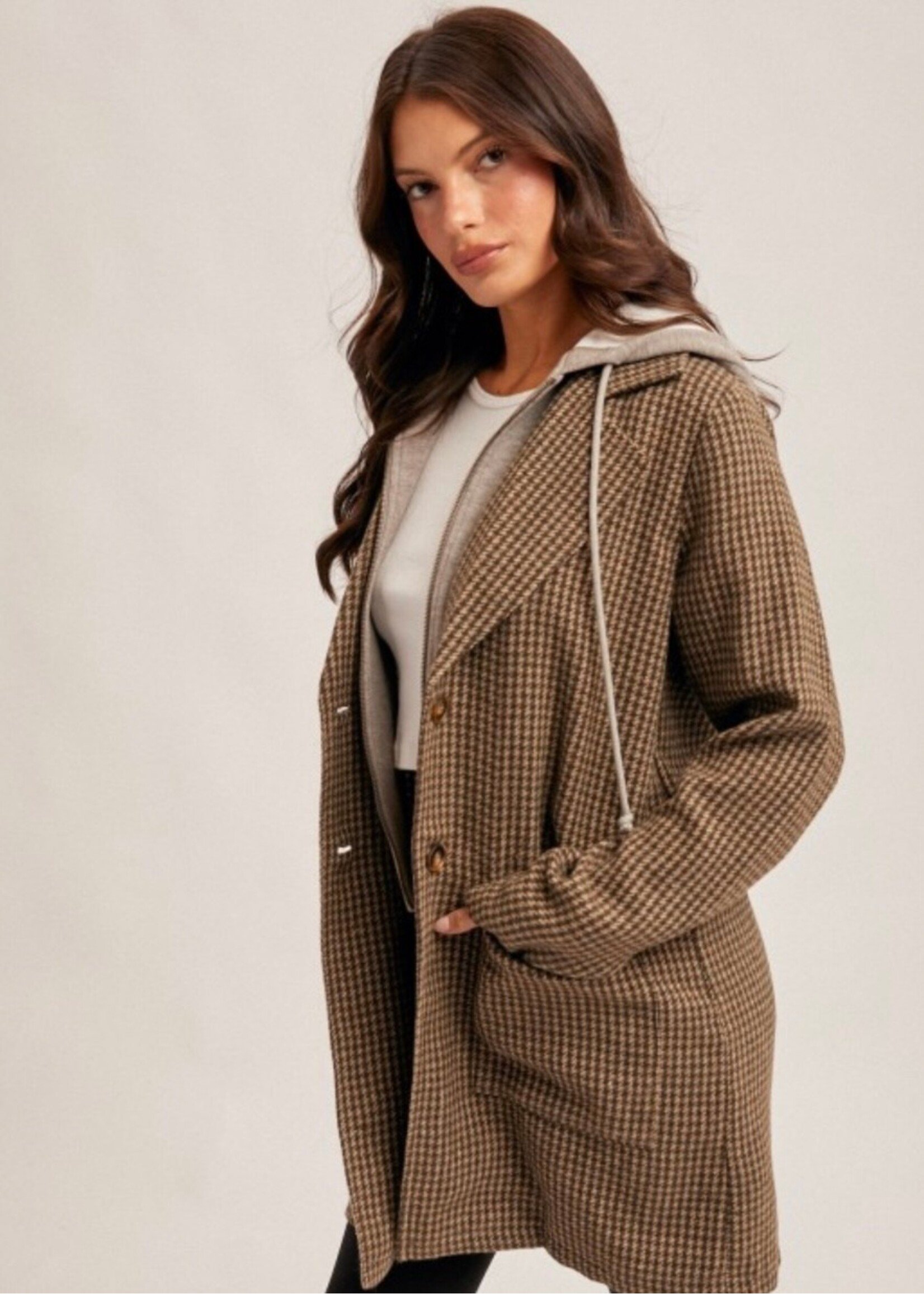 Cocoa Detachable Hoodie Two-fer Coat