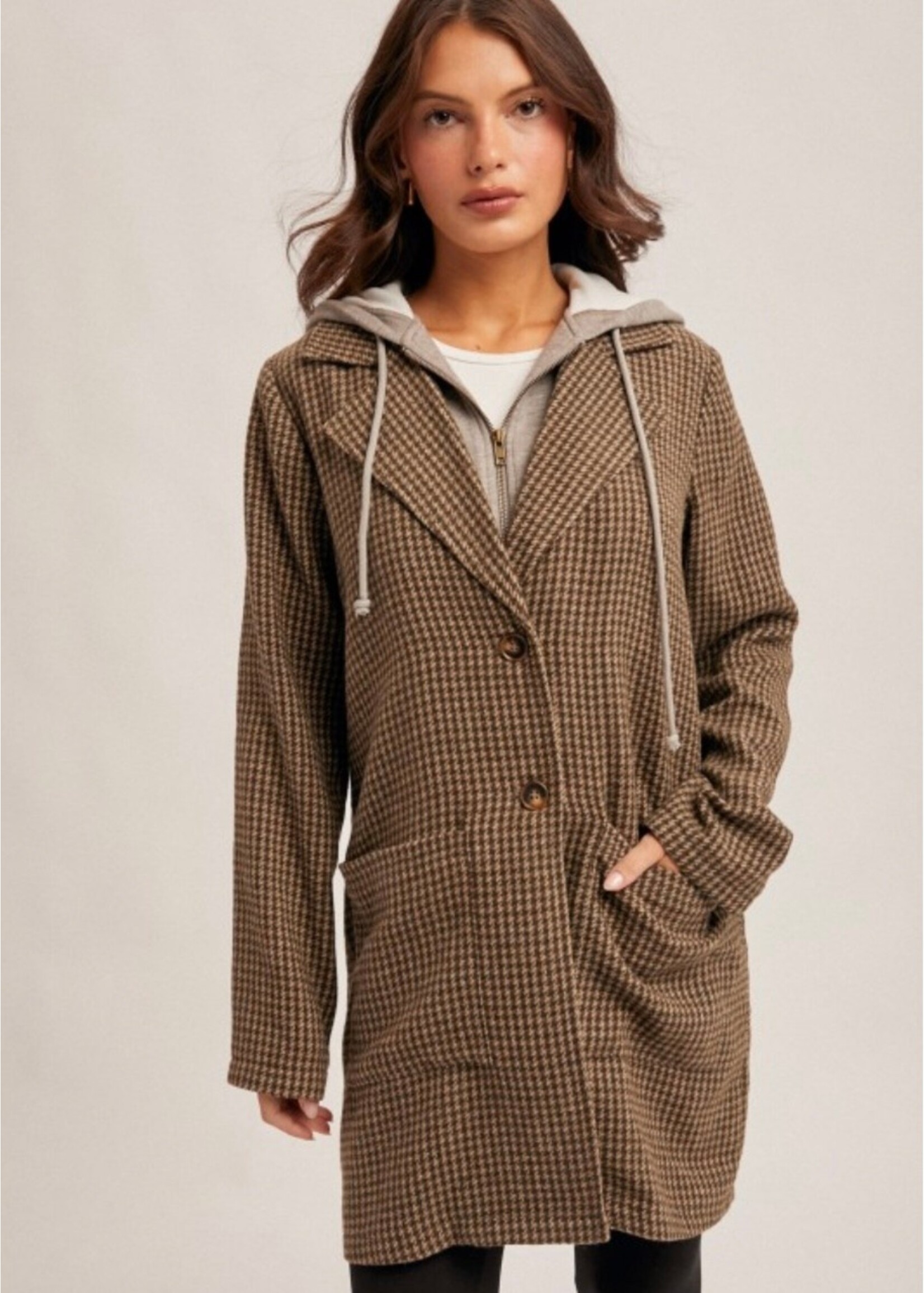 Cocoa Detachable Hoodie Two-fer Coat
