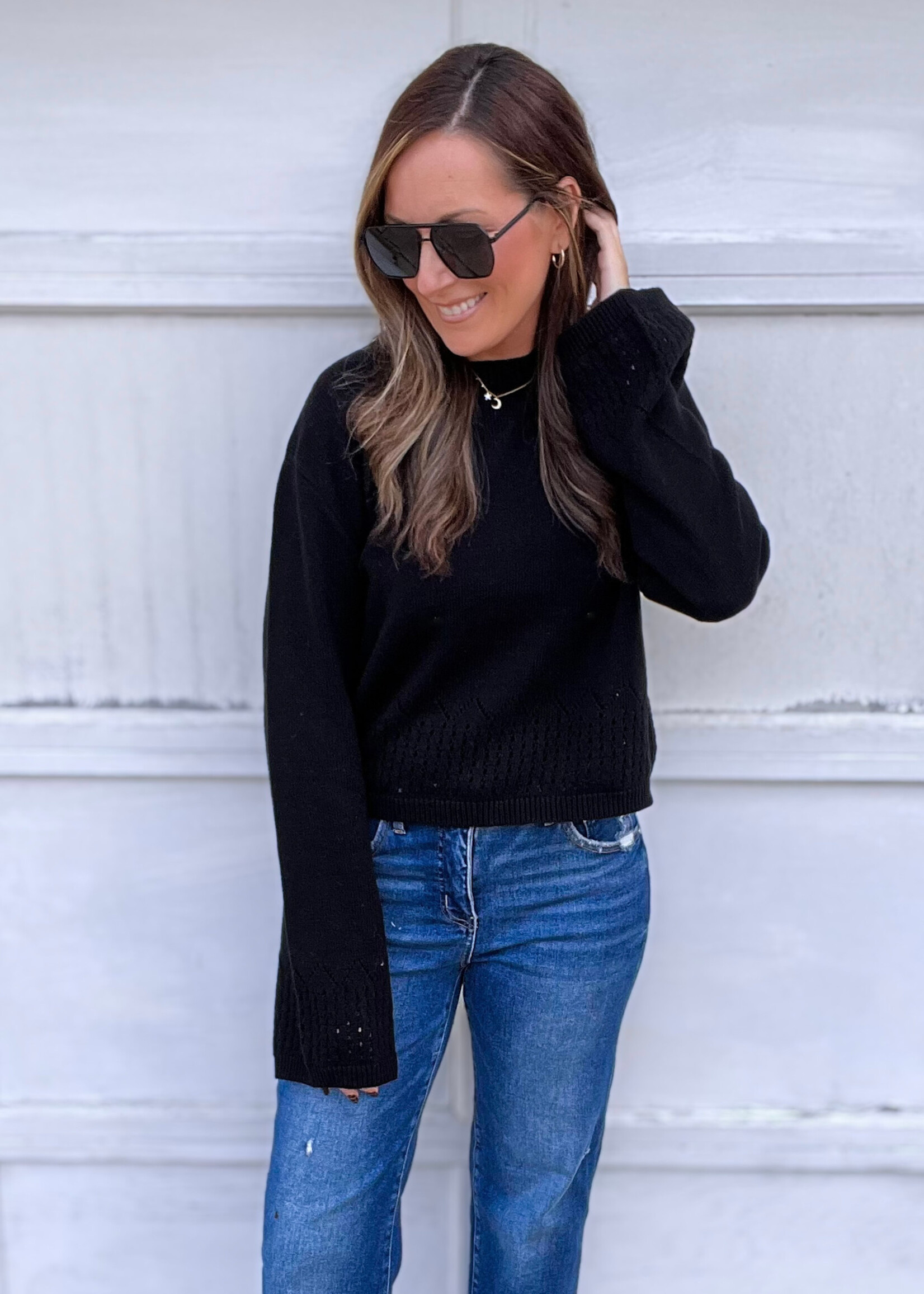 Tanner Eyelet Detailed Sweater