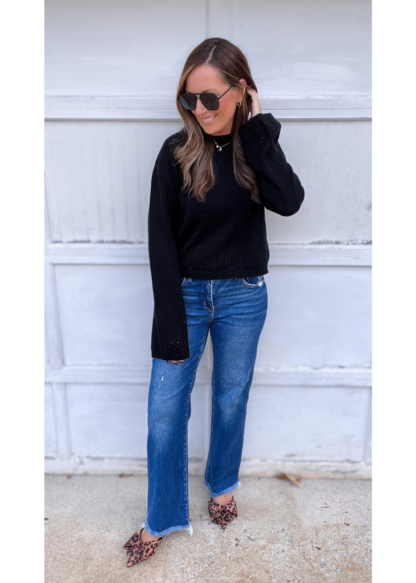 Tanner Eyelet Detailed Sweater