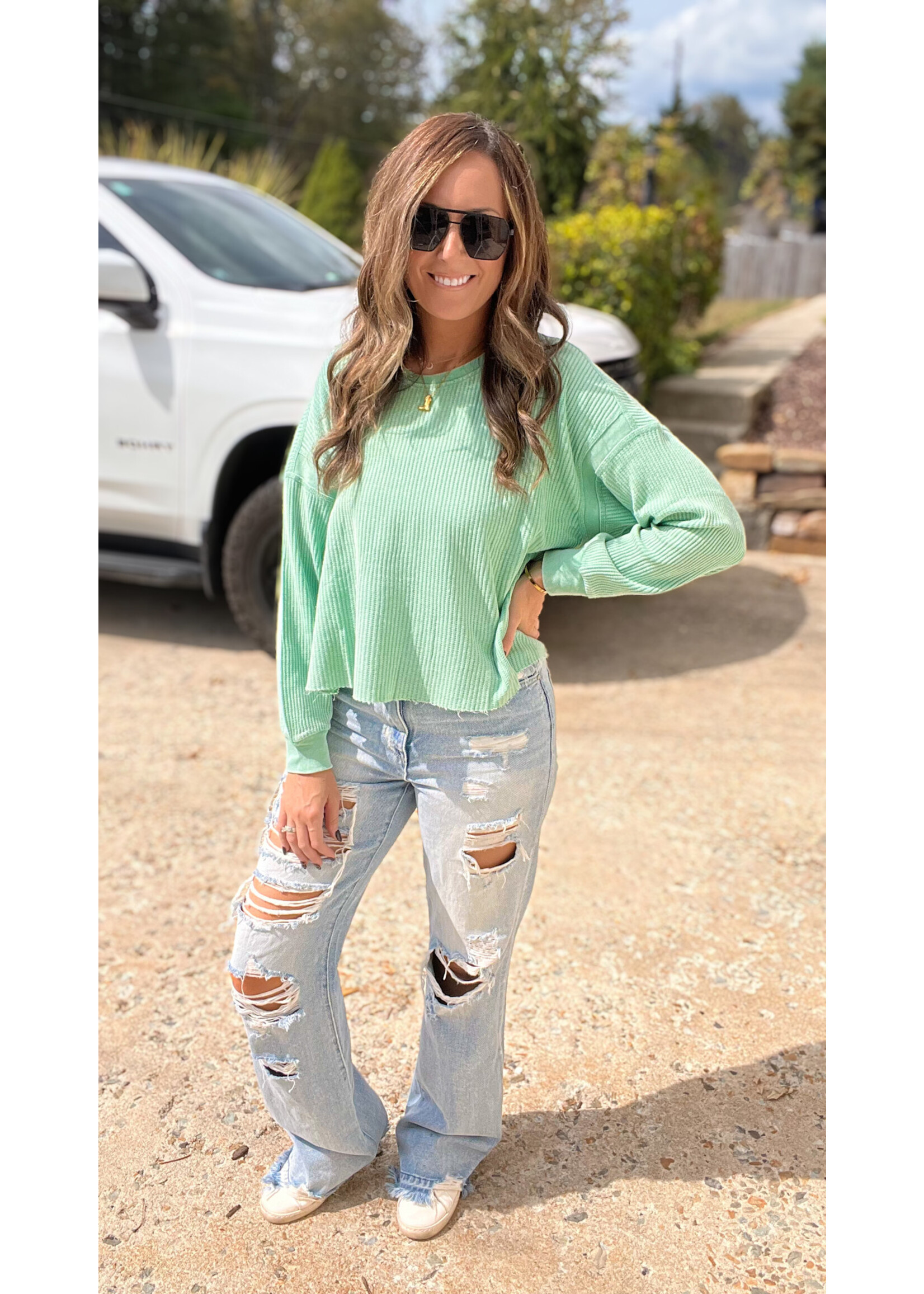 Tia Open Back Textured Top