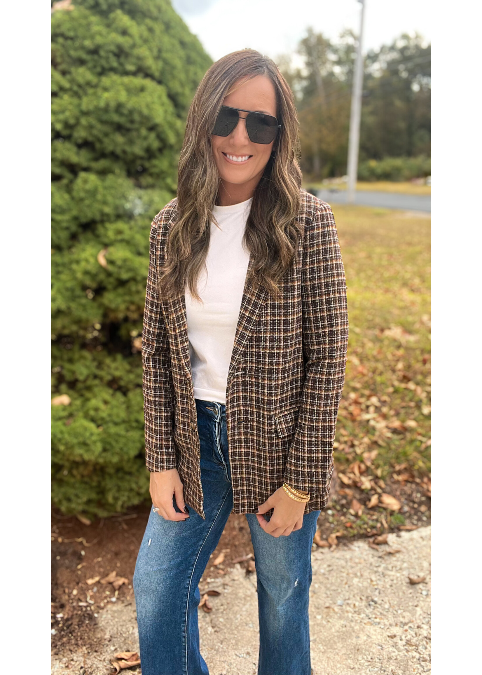 Business Affair Plaid Blazer