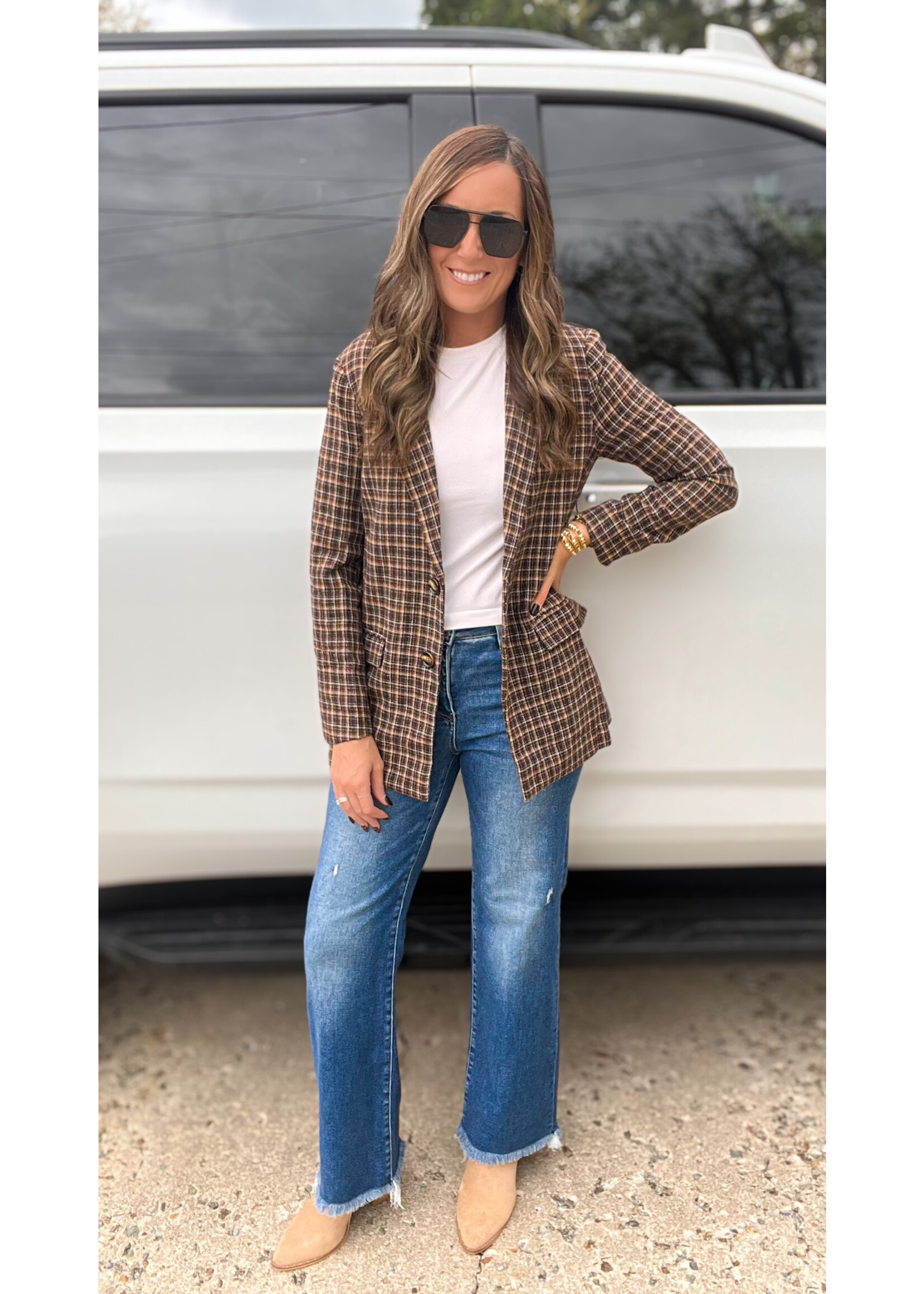 Business Affair Plaid Blazer