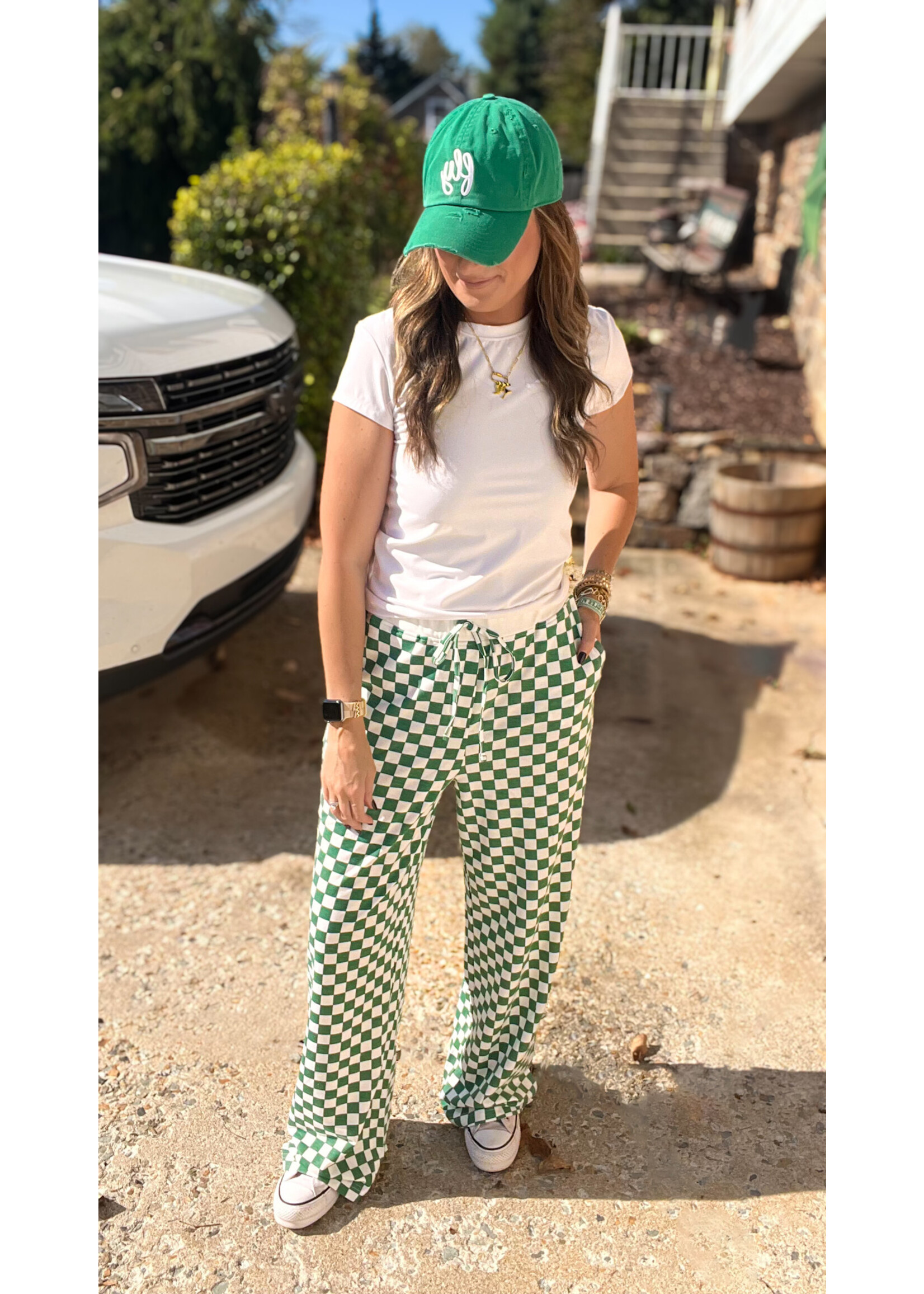 In Check Drawstring Pants