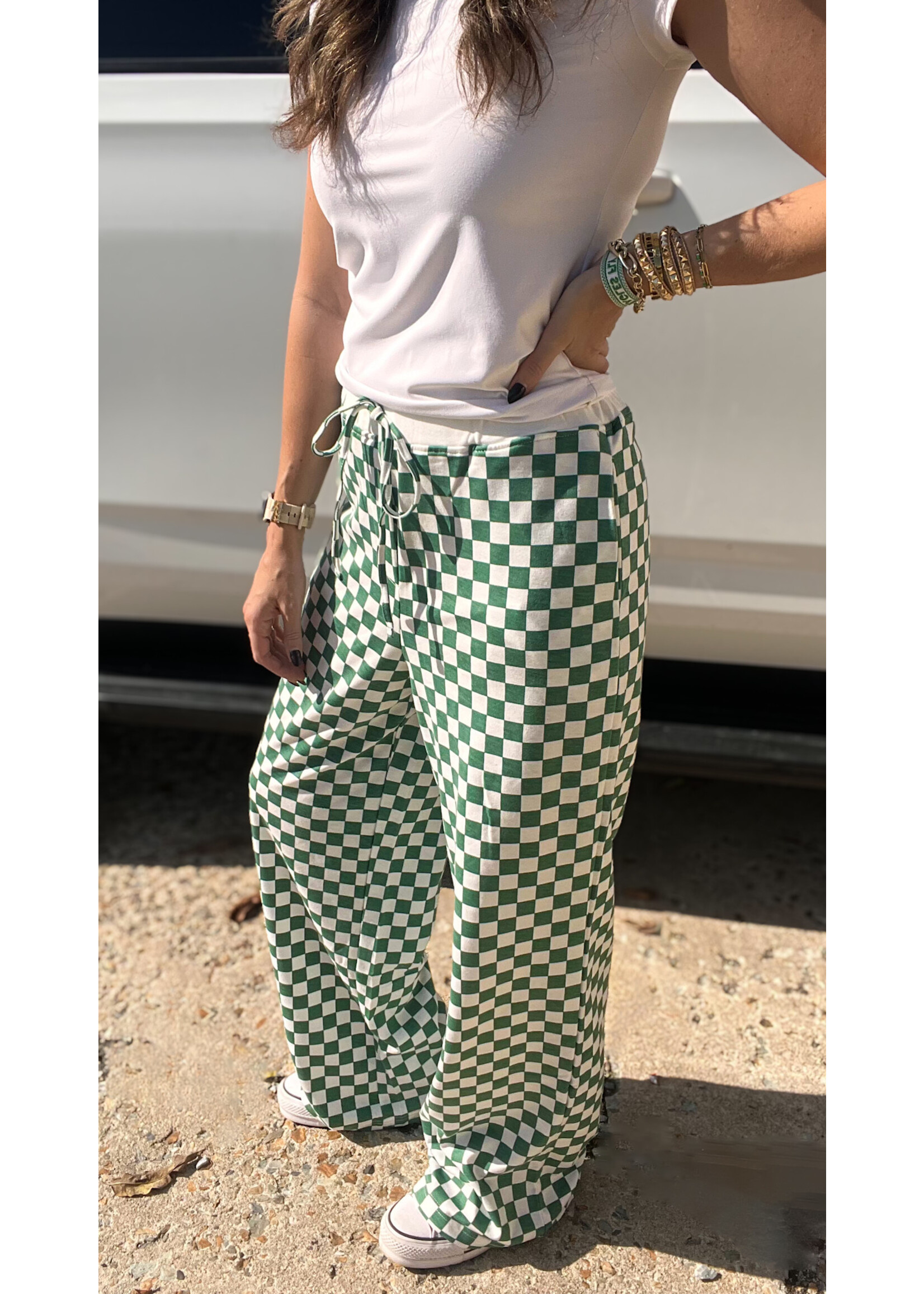 In Check Drawstring Pants