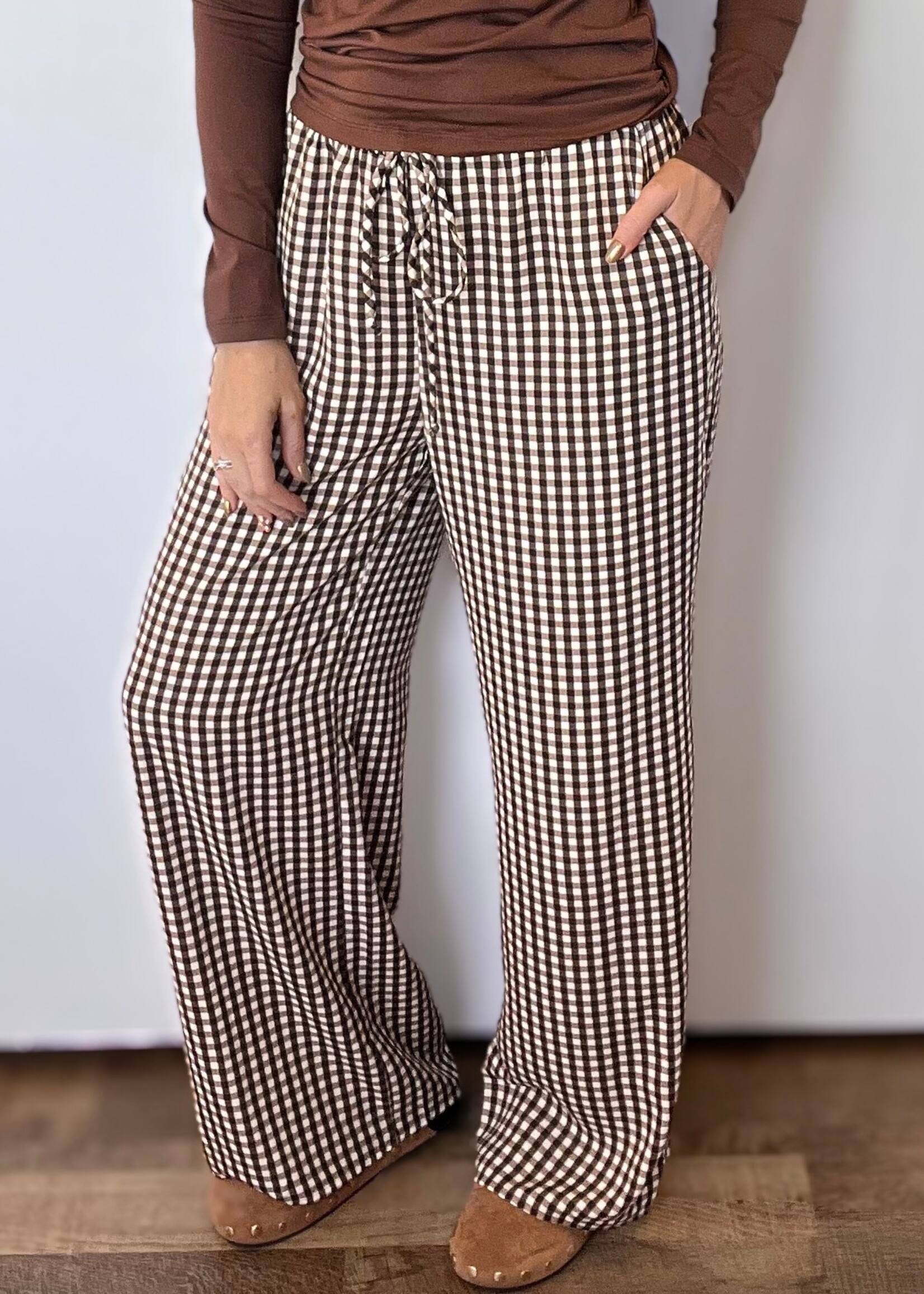 Darla Drawstring Gingham Pants