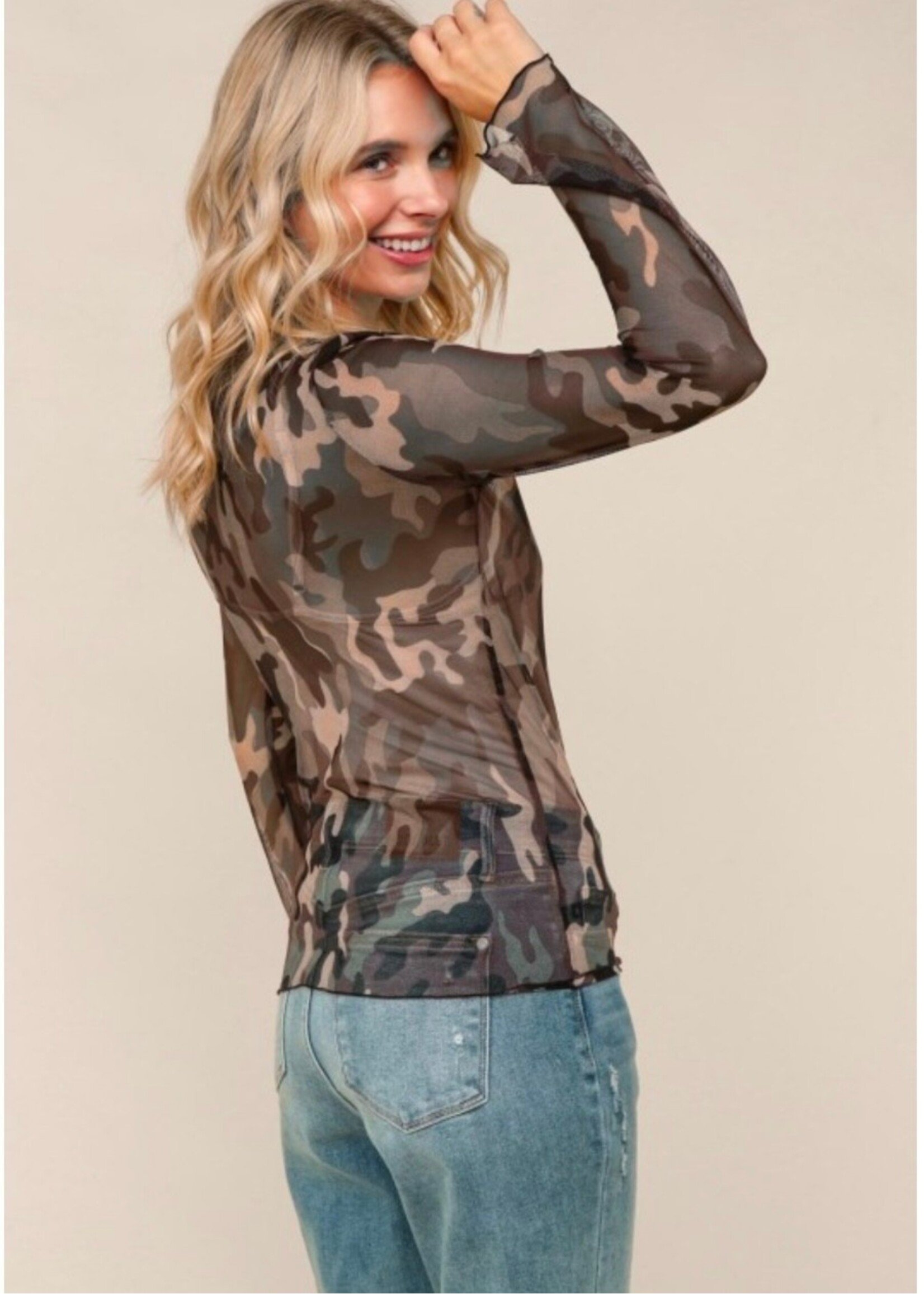 Shelton Camo Mesh Top