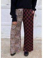 Split Decision Leopard-Check Pants