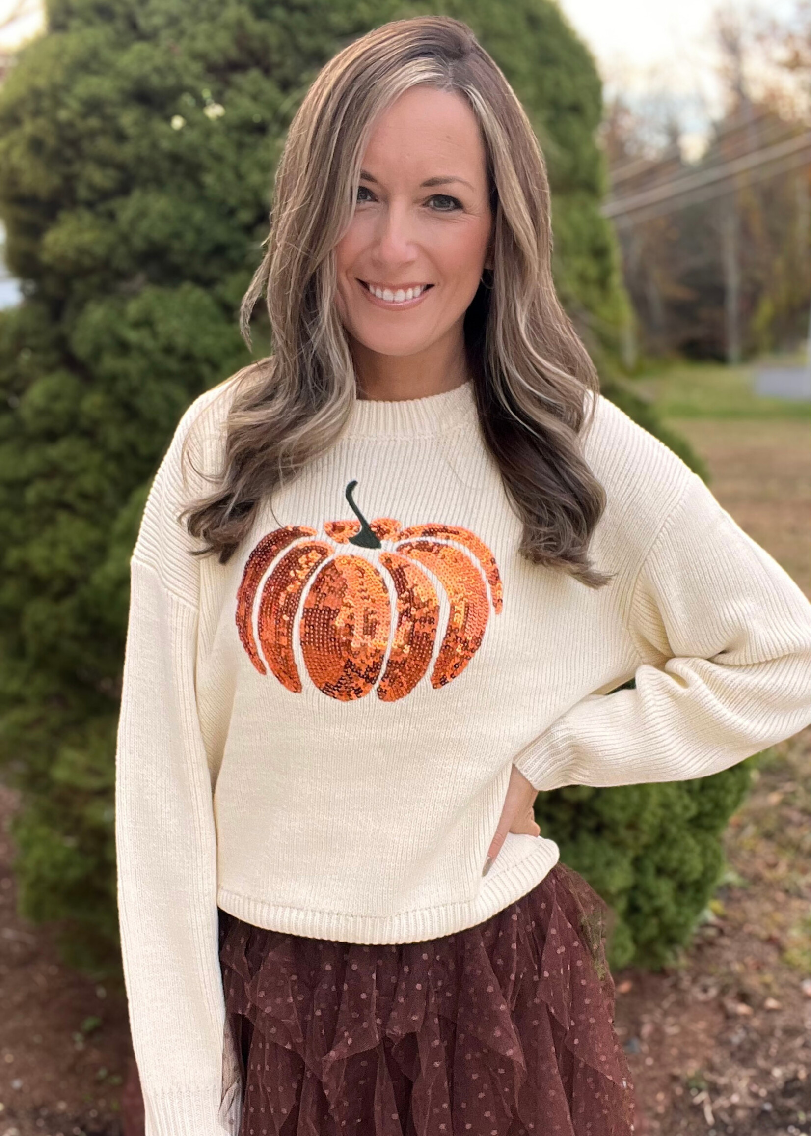 Glitter Pumpkin Sweater