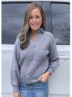 Breezy City Denim Collared Sweater