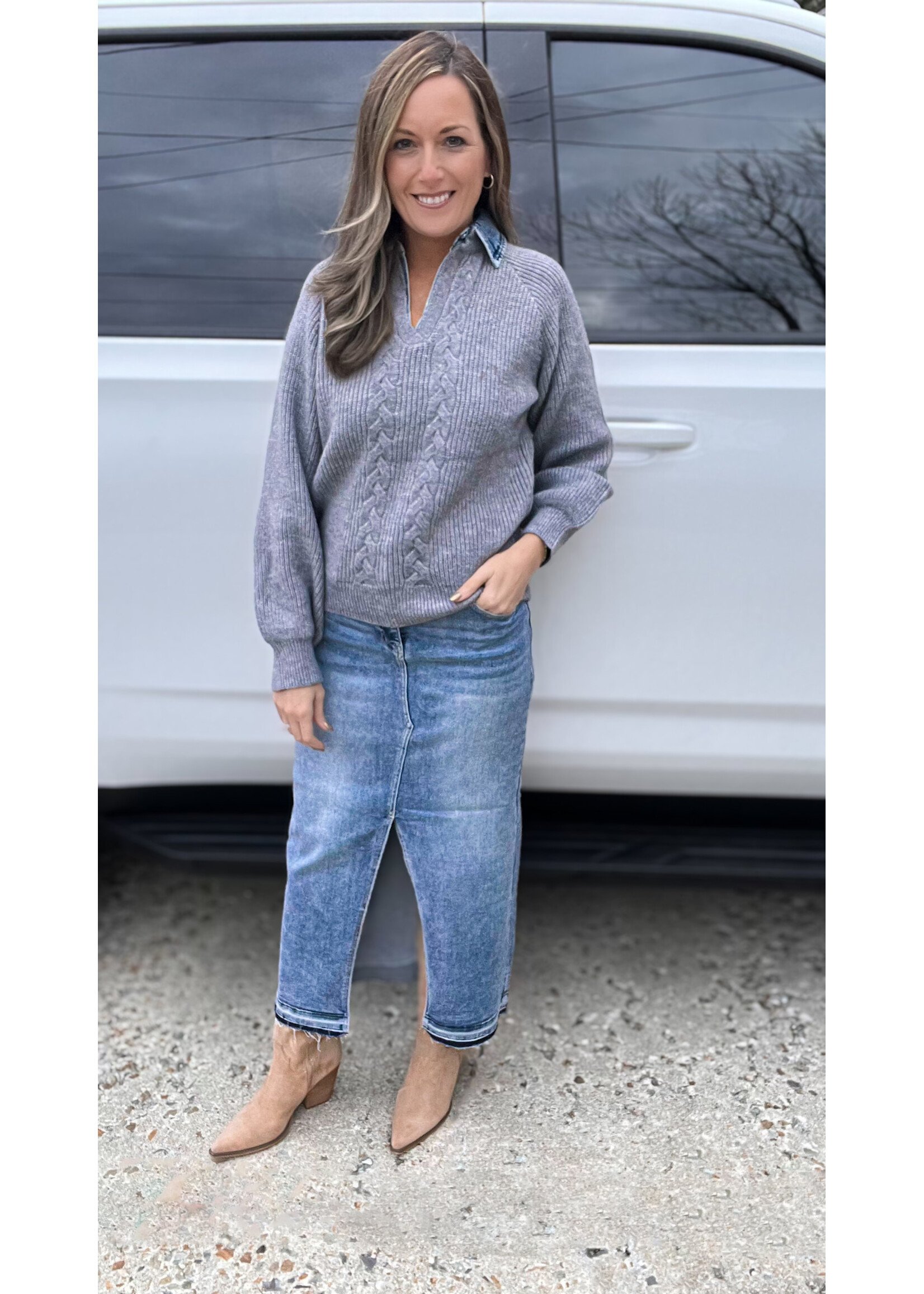 Addison High Rise Denim Skirt