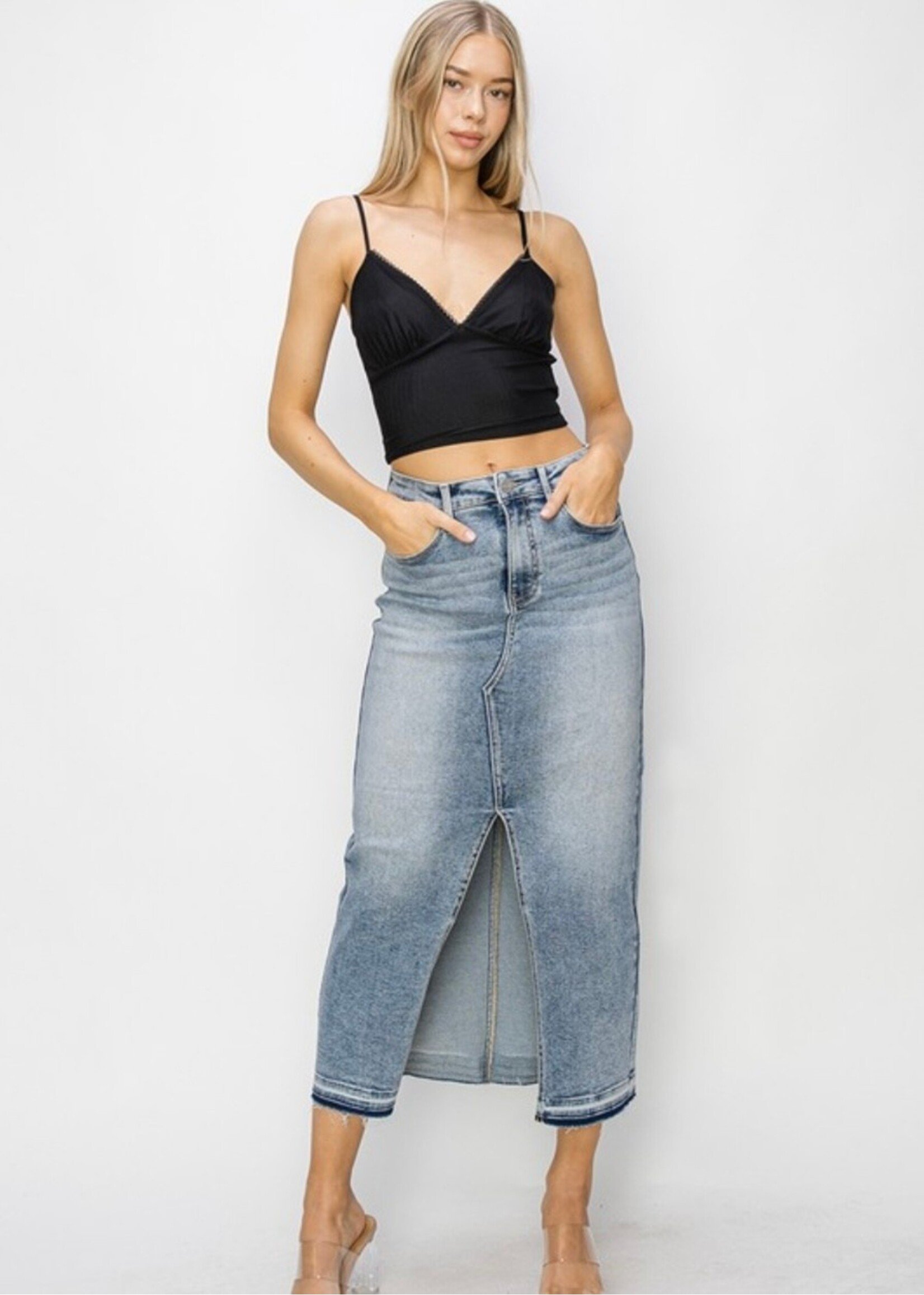 Addison High Rise Denim Skirt