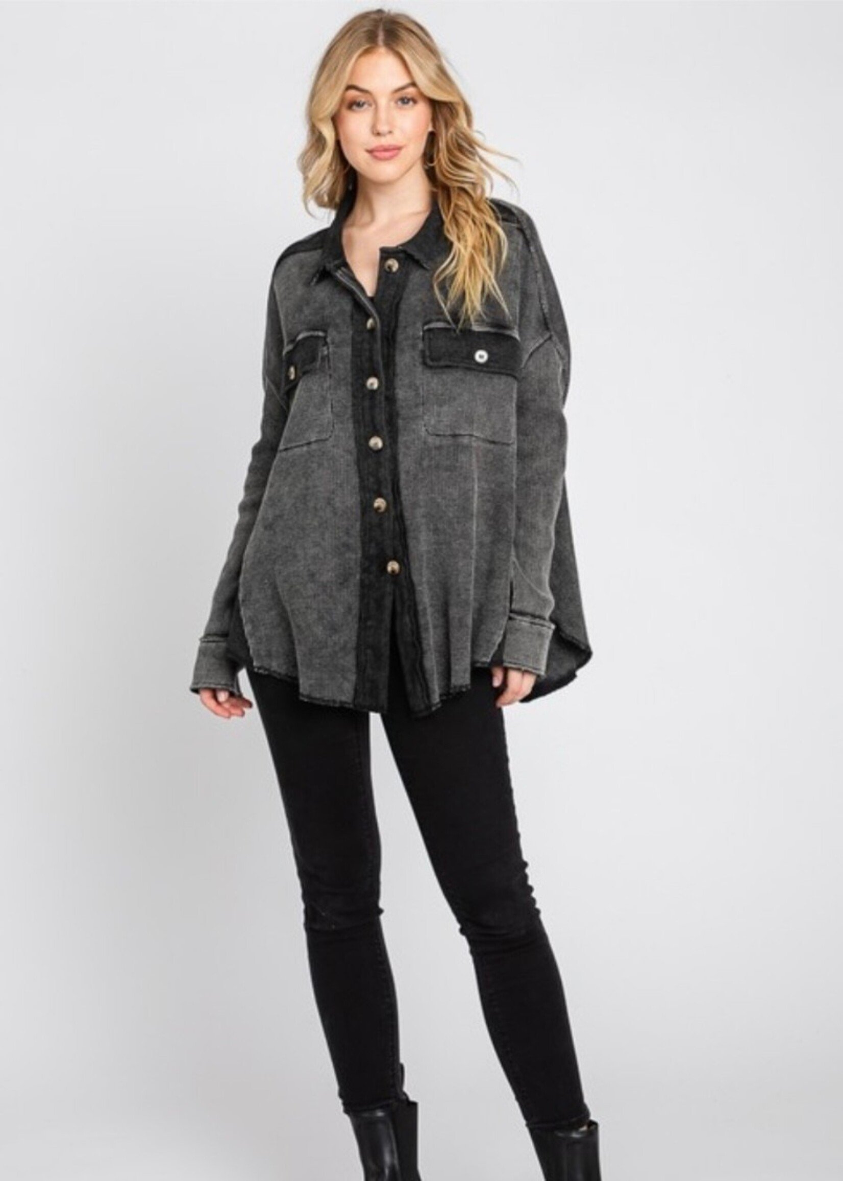 Ella Mineral Washed Oversized Shacket
