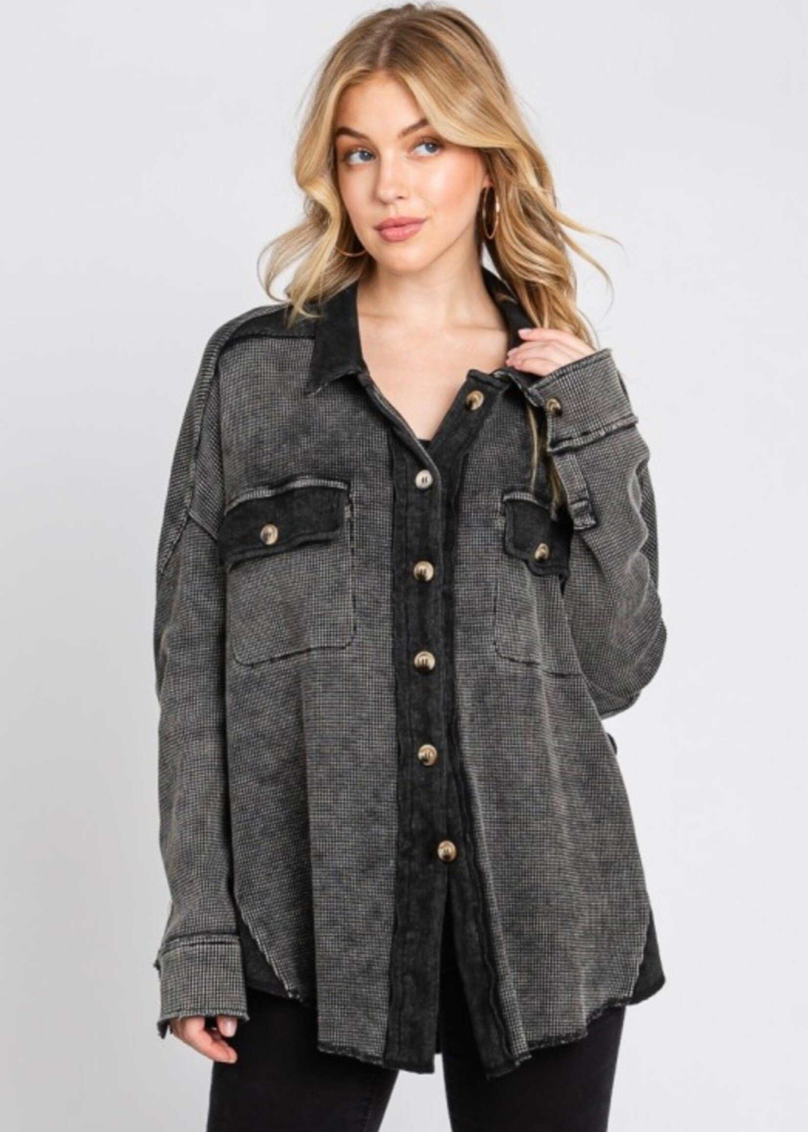 Ella Mineral Washed Oversized Shacket