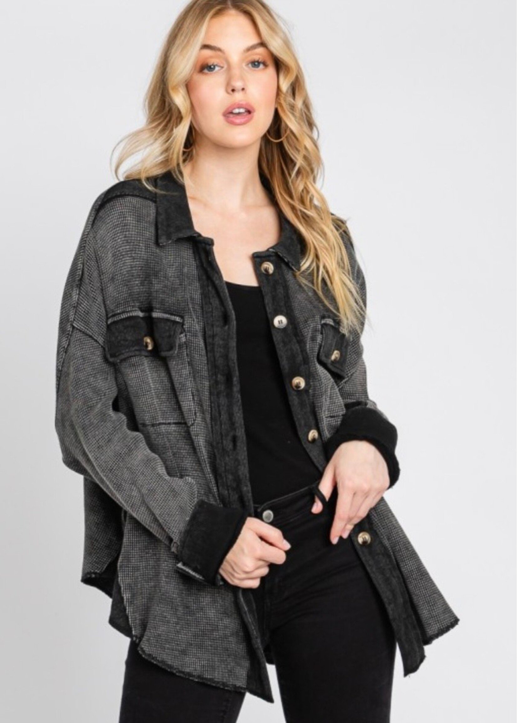 Ella Mineral Washed Oversized Shacket