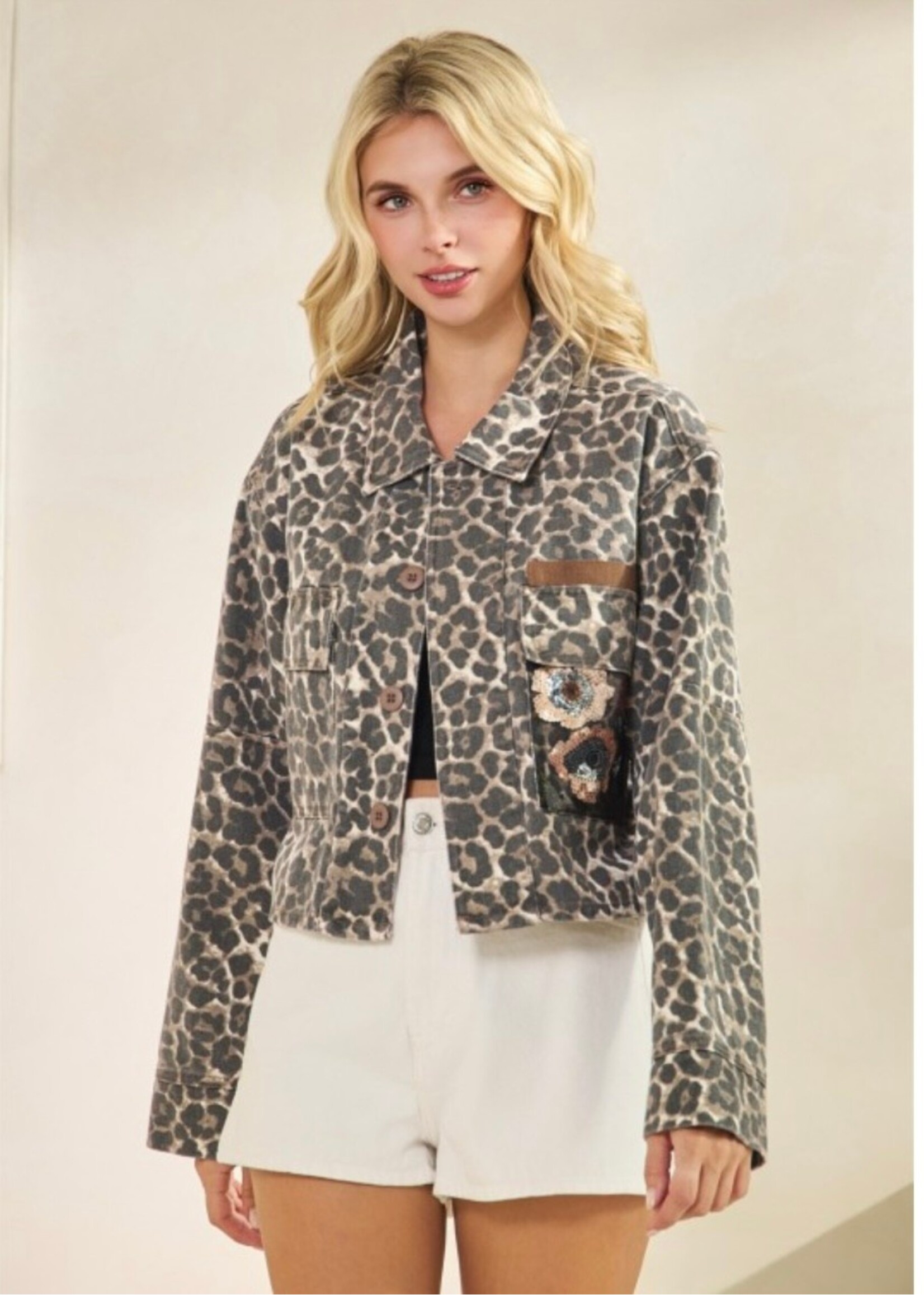 Party in the Back Leopard Denim Jacket