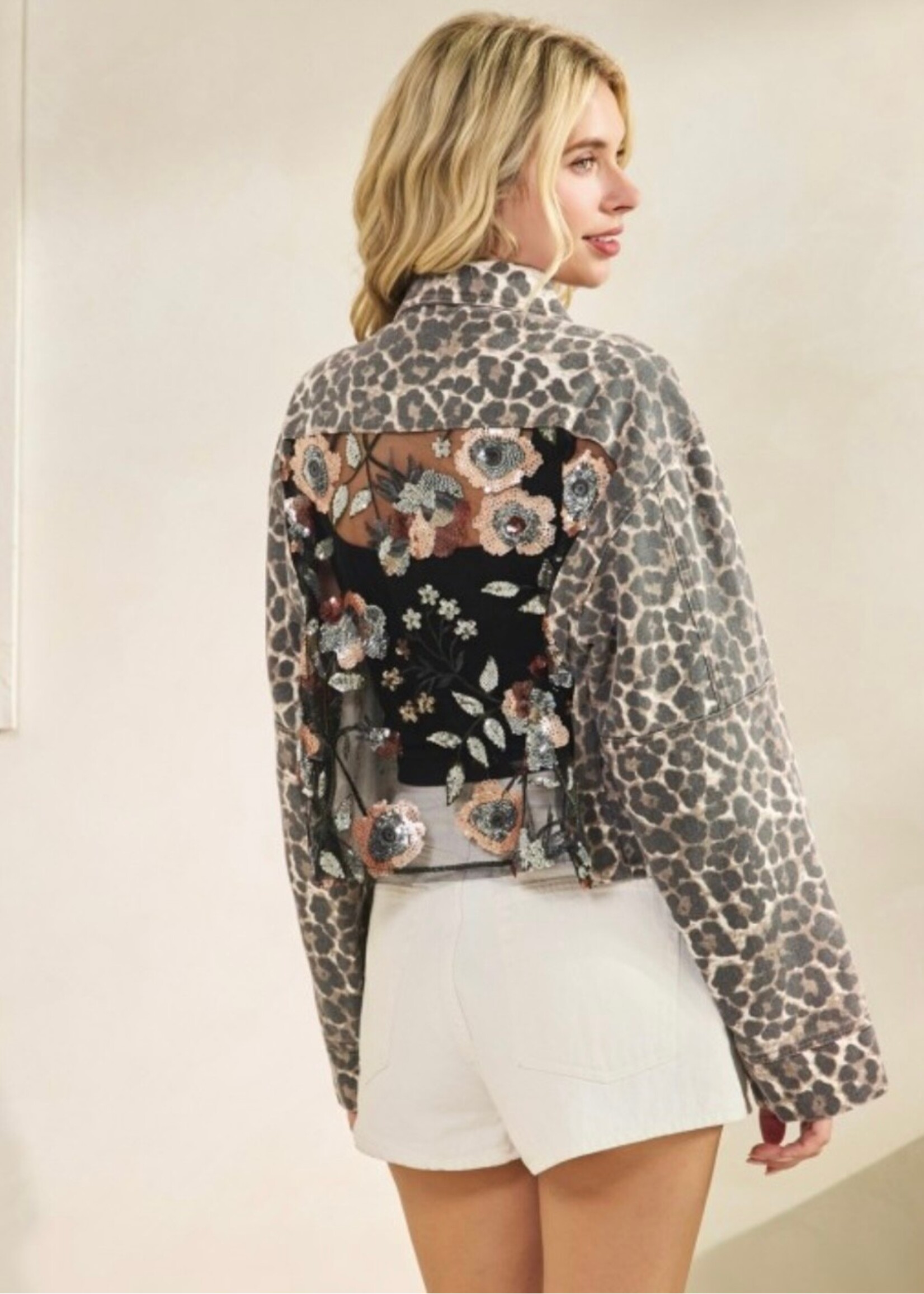 Party in the Back Leopard Denim Jacket