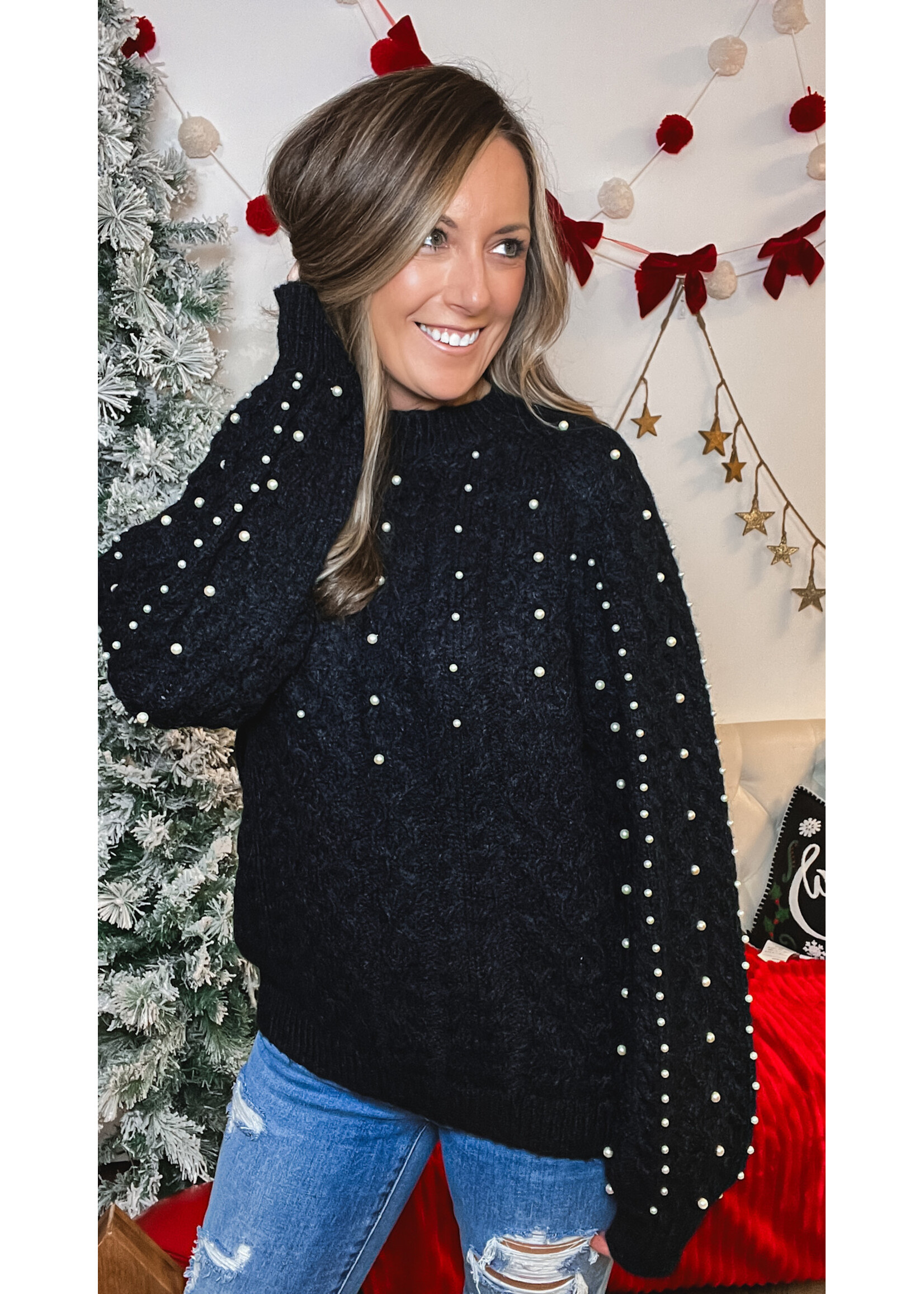 Time to Shine Pearl Detail Sweater