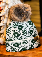 Floral Fleece Lined Beanie