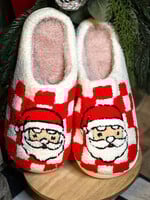 Checkered Santa Slippers