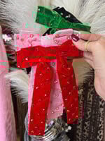 Rhinestone Stud Bow Ribbon Hair Clips