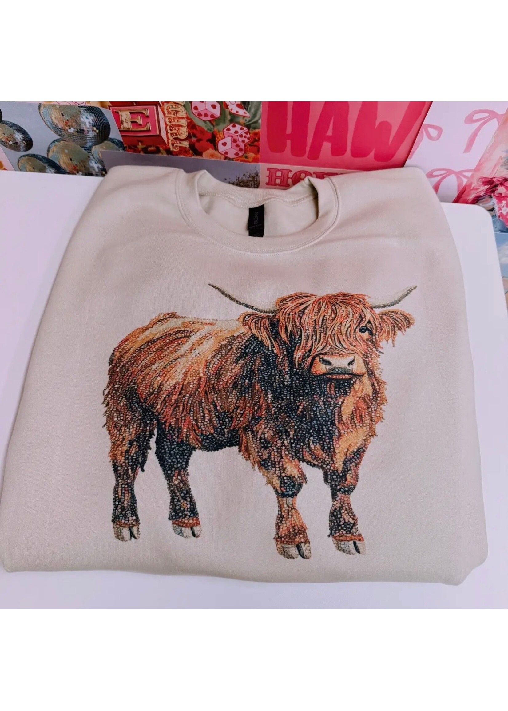 Bedazzled Christmas Cow Crewneck