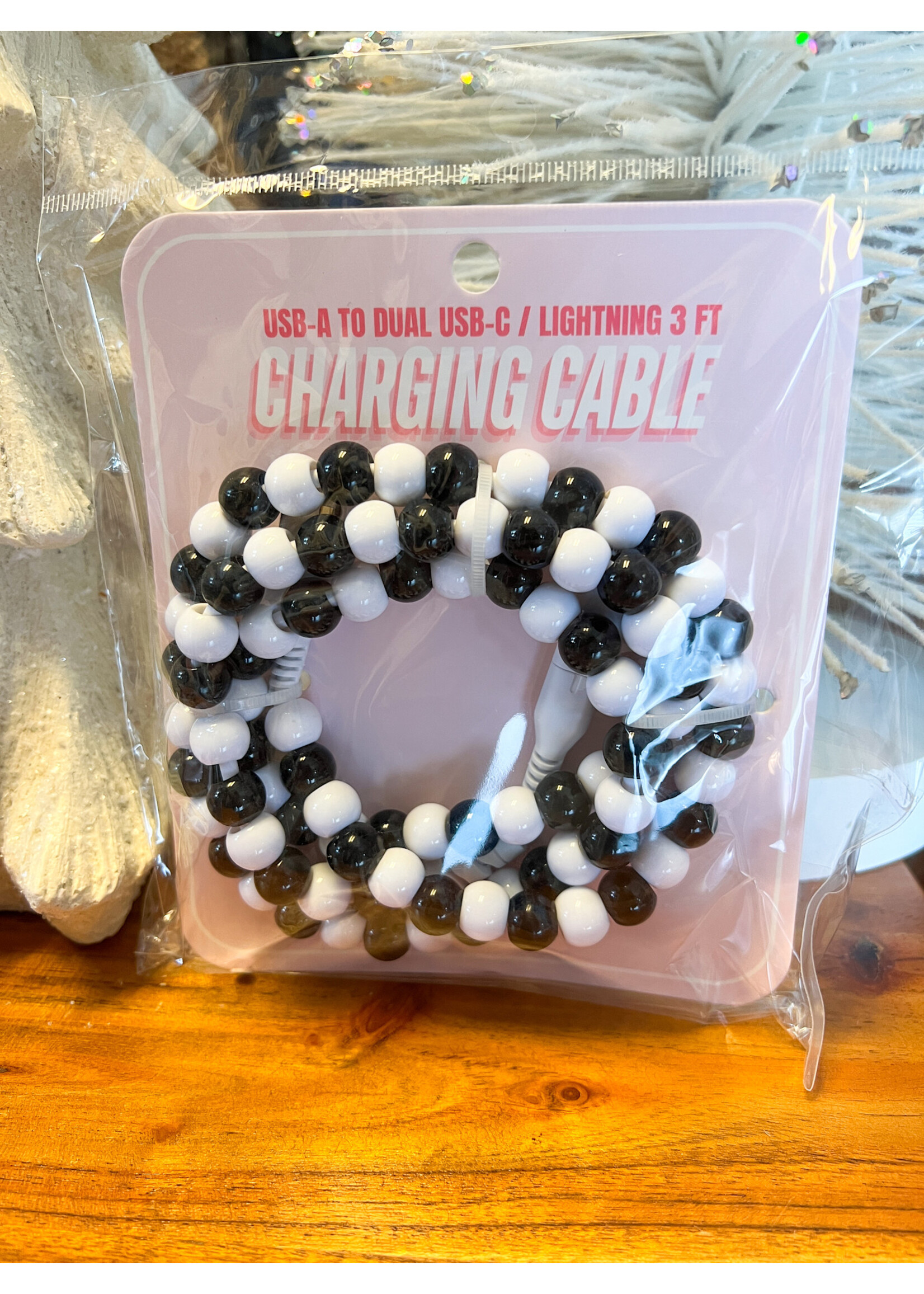 Beaded Dual USB Fast Charging Cable