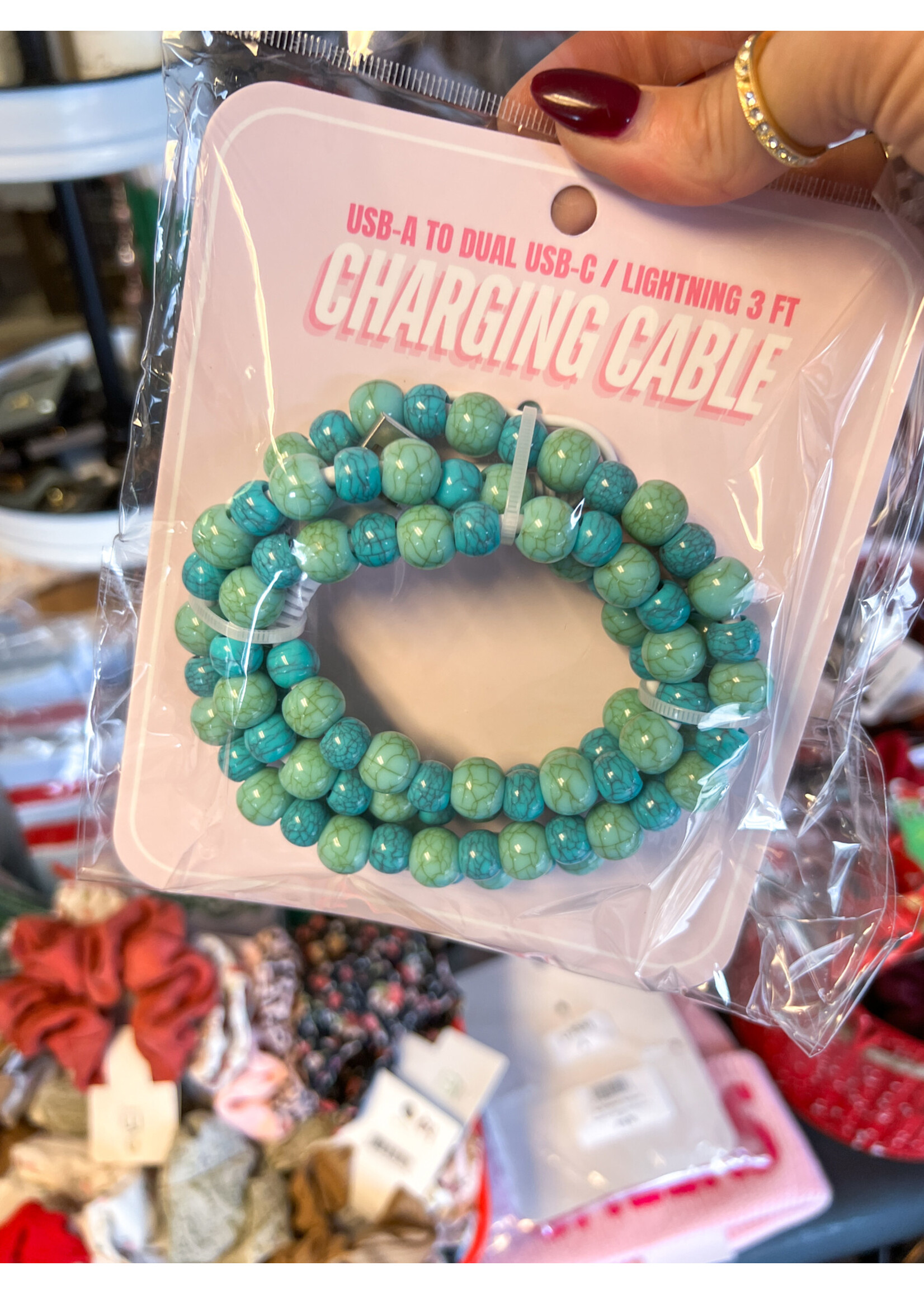 Beaded Dual USB Fast Charging Cable