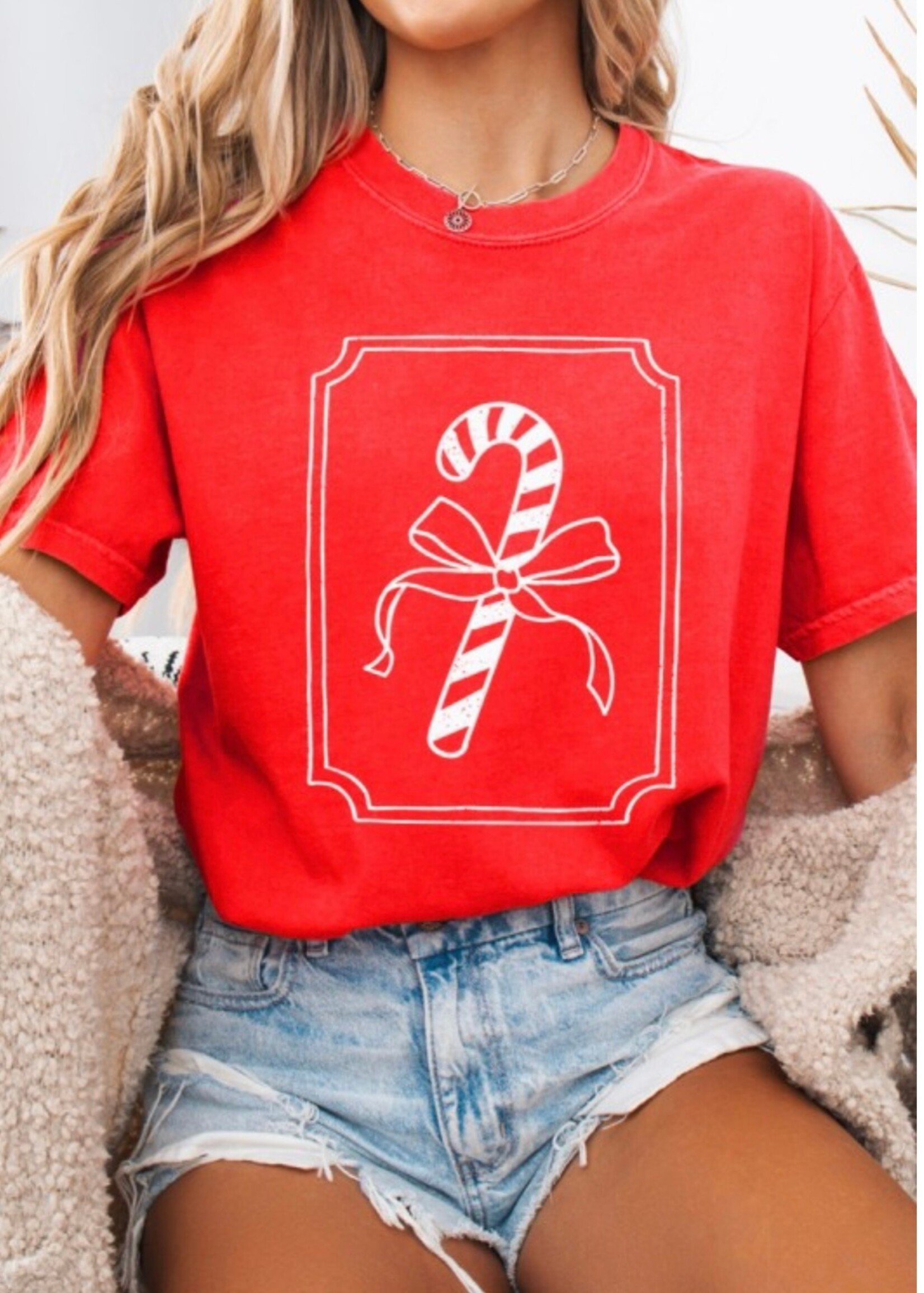 Candy Cane Bow Graphic Tee