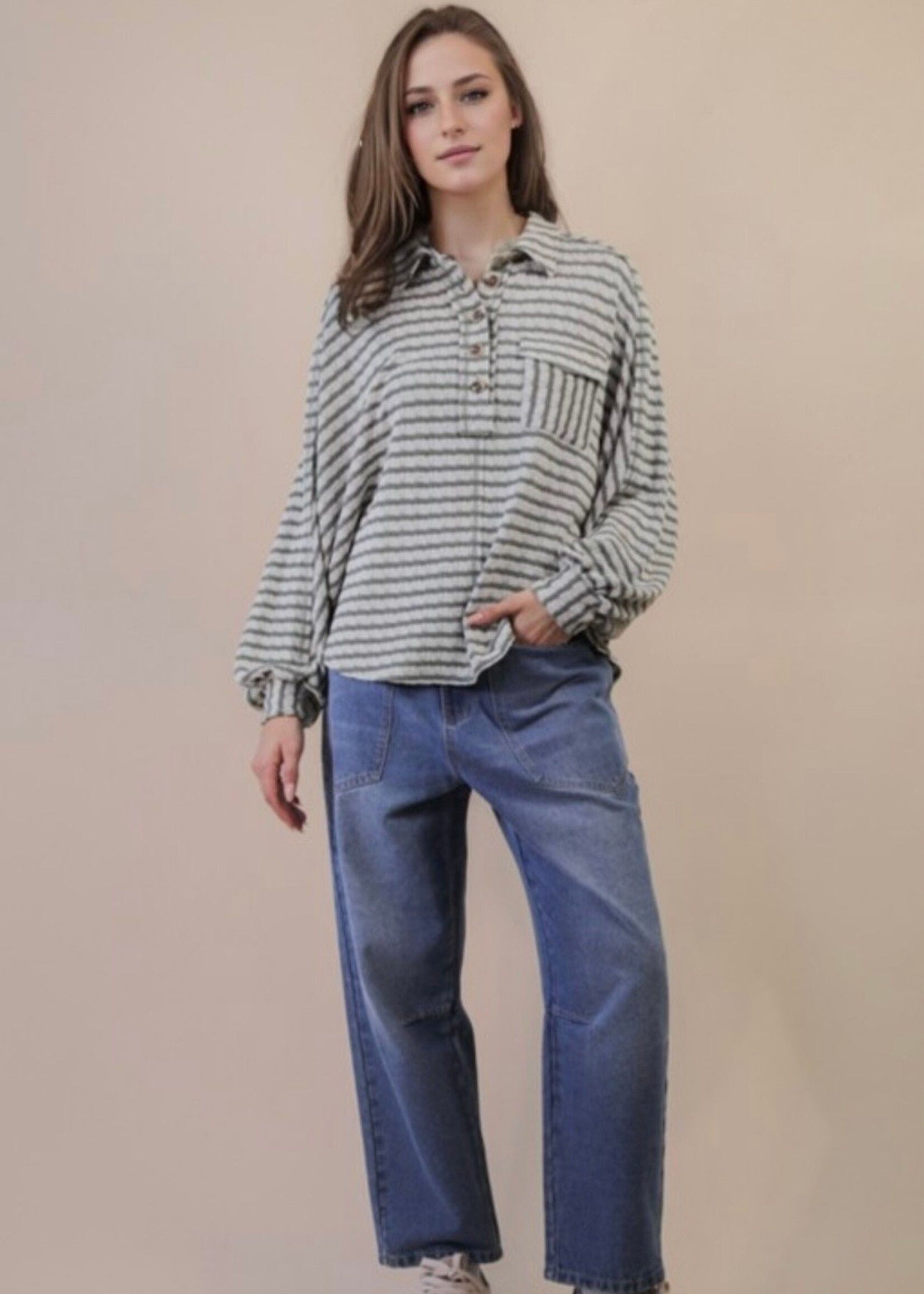 Mayson Oversized Textured Striped Top