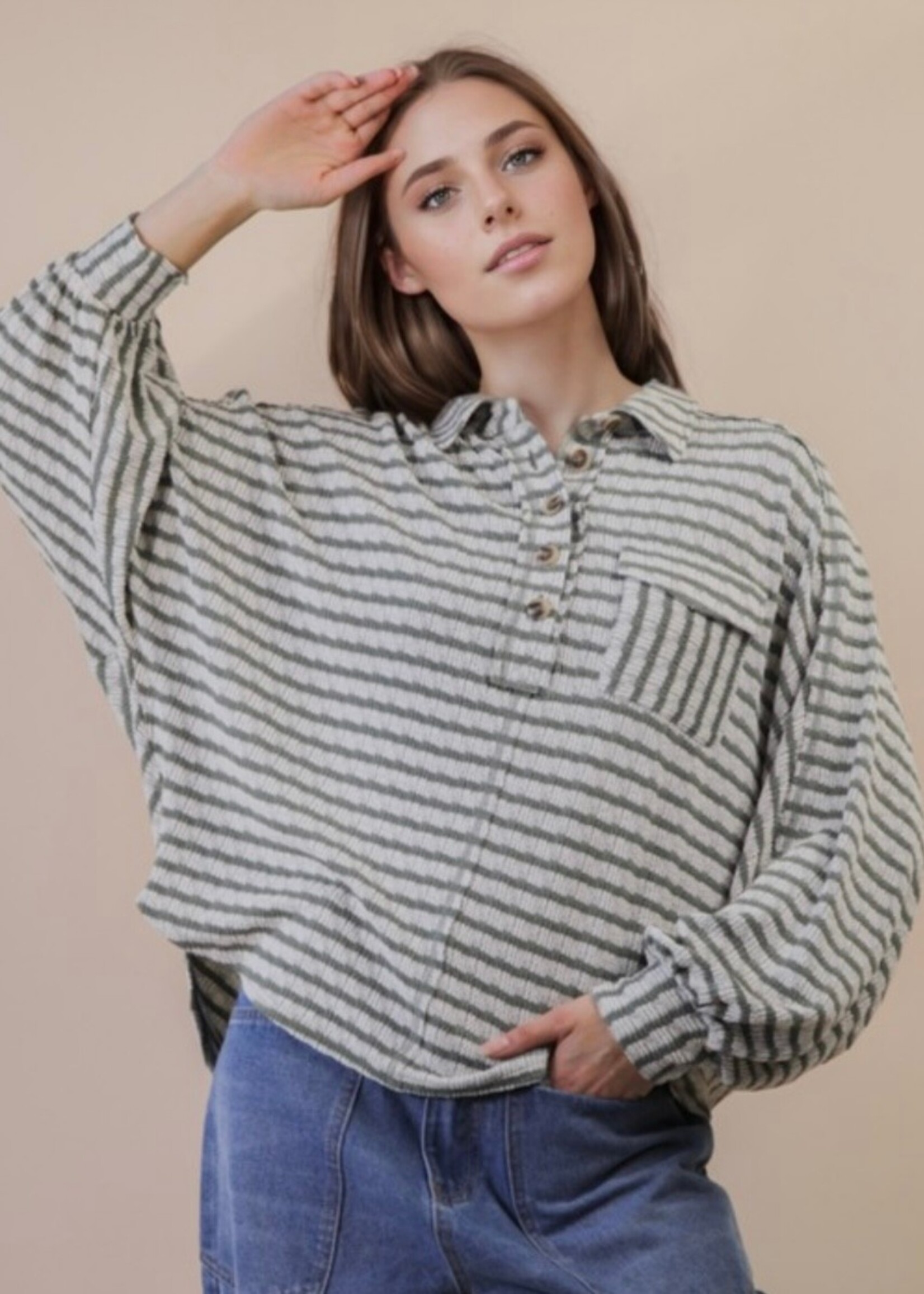 Mayson Oversized Textured Striped Top