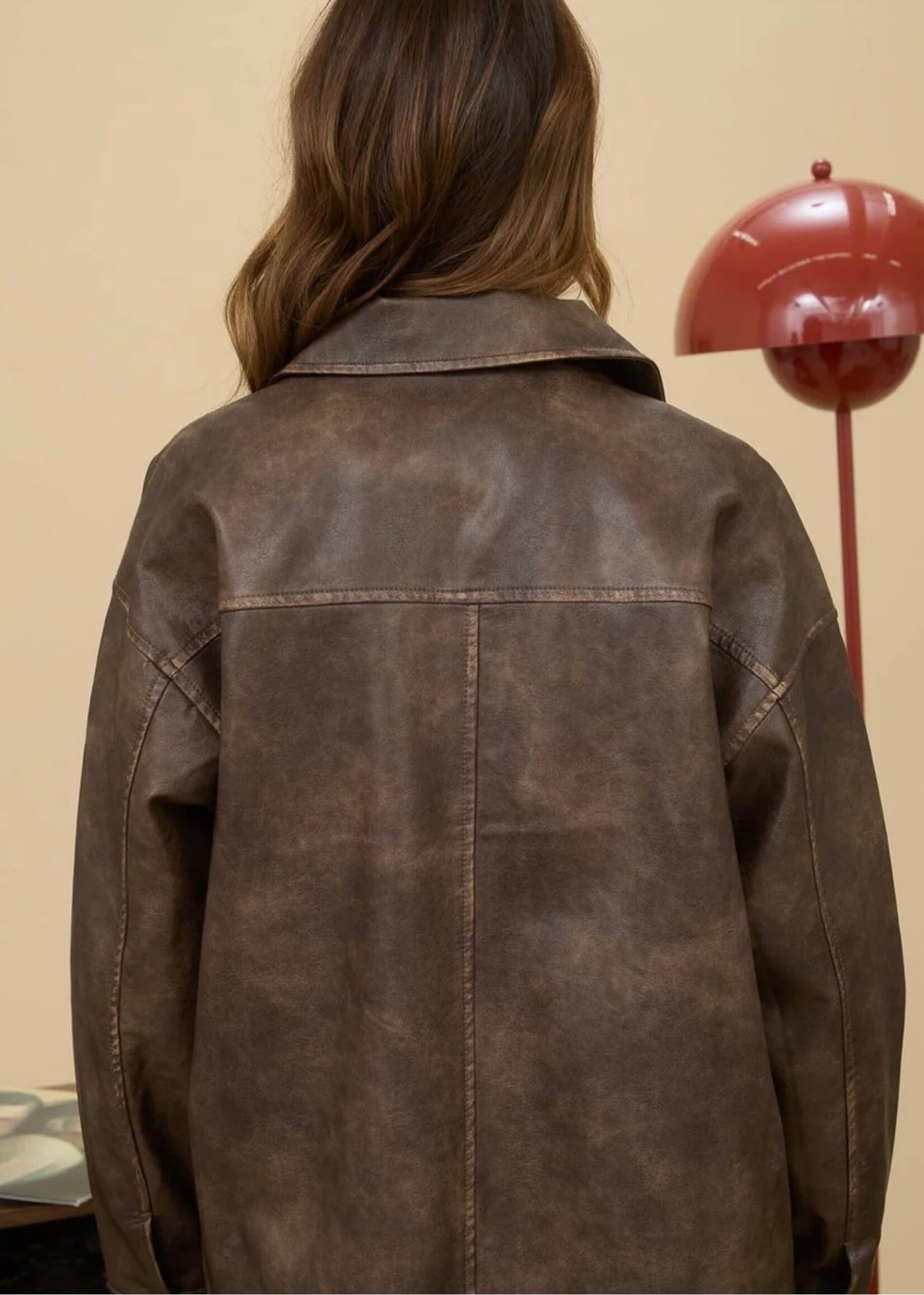 Downtown Washed Faux LeatherJacket