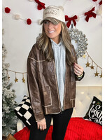 Downtown Washed Faux LeatherJacket