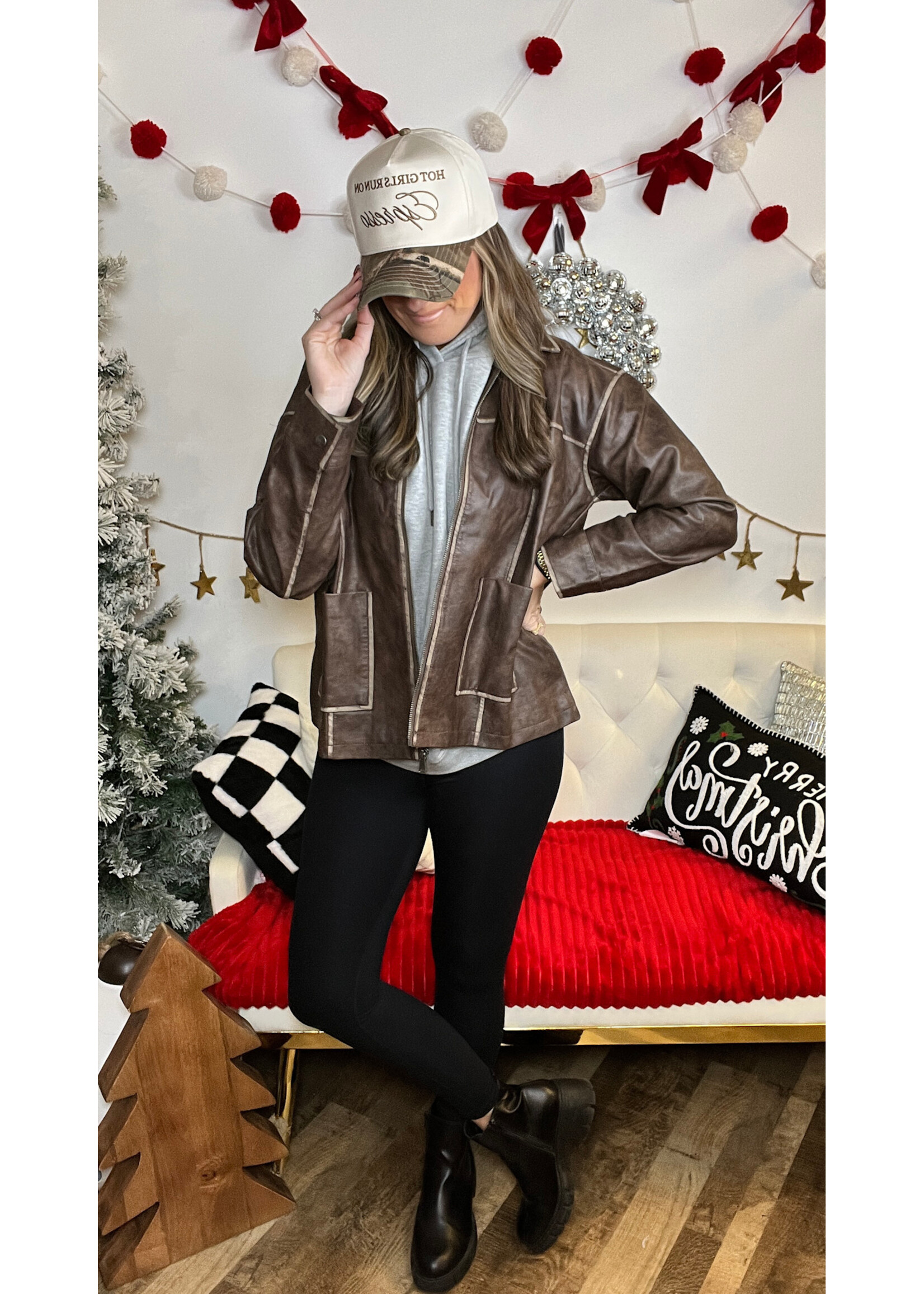 Downtown Washed Faux LeatherJacket