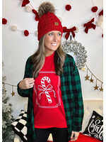 Candy Cane Bow Graphic Tee