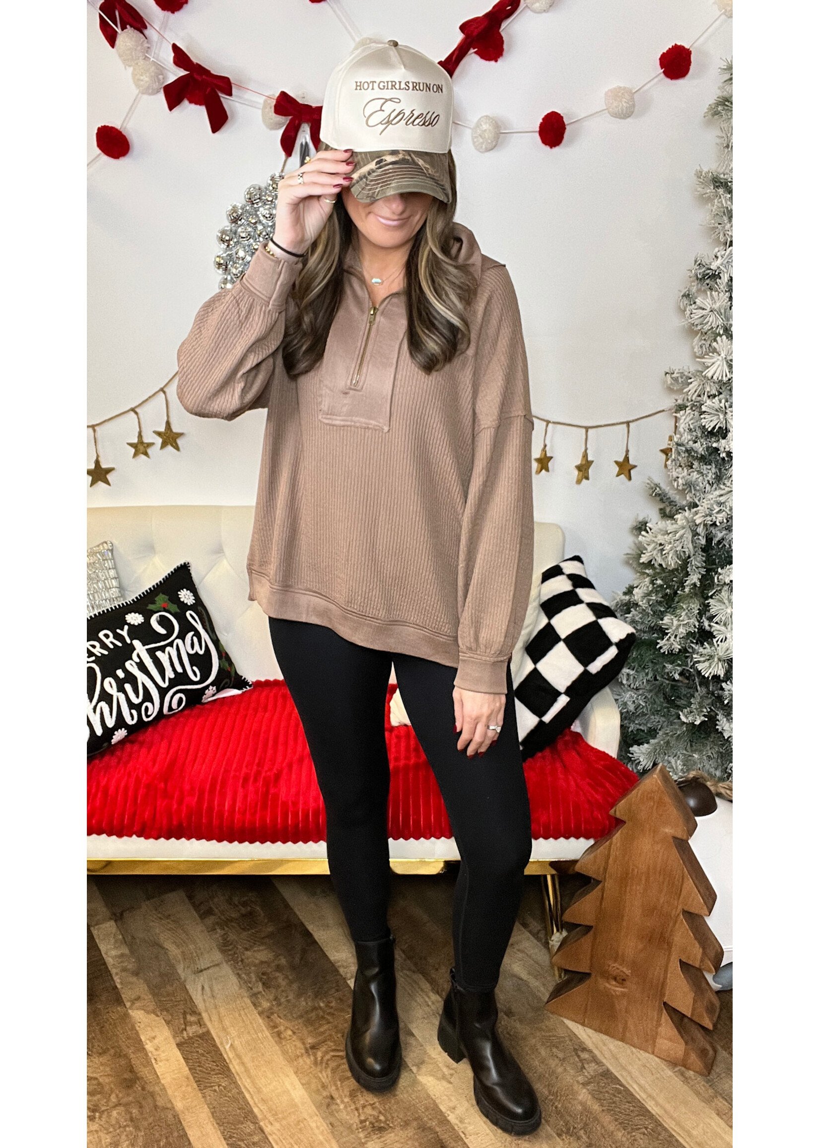 Colbie Half Zip Waffle Knit