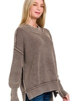 Isobelle Mineral Washed Oversized Sweater Dark Olive