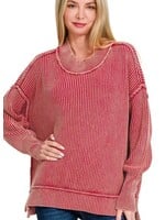 Isobelle Mineral Washed Oversized Sweater Dark Olive