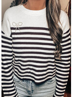 Lyanne Pearl Bow Striped Sweater