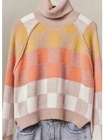 Ellie Turtle Neck Check Sweater