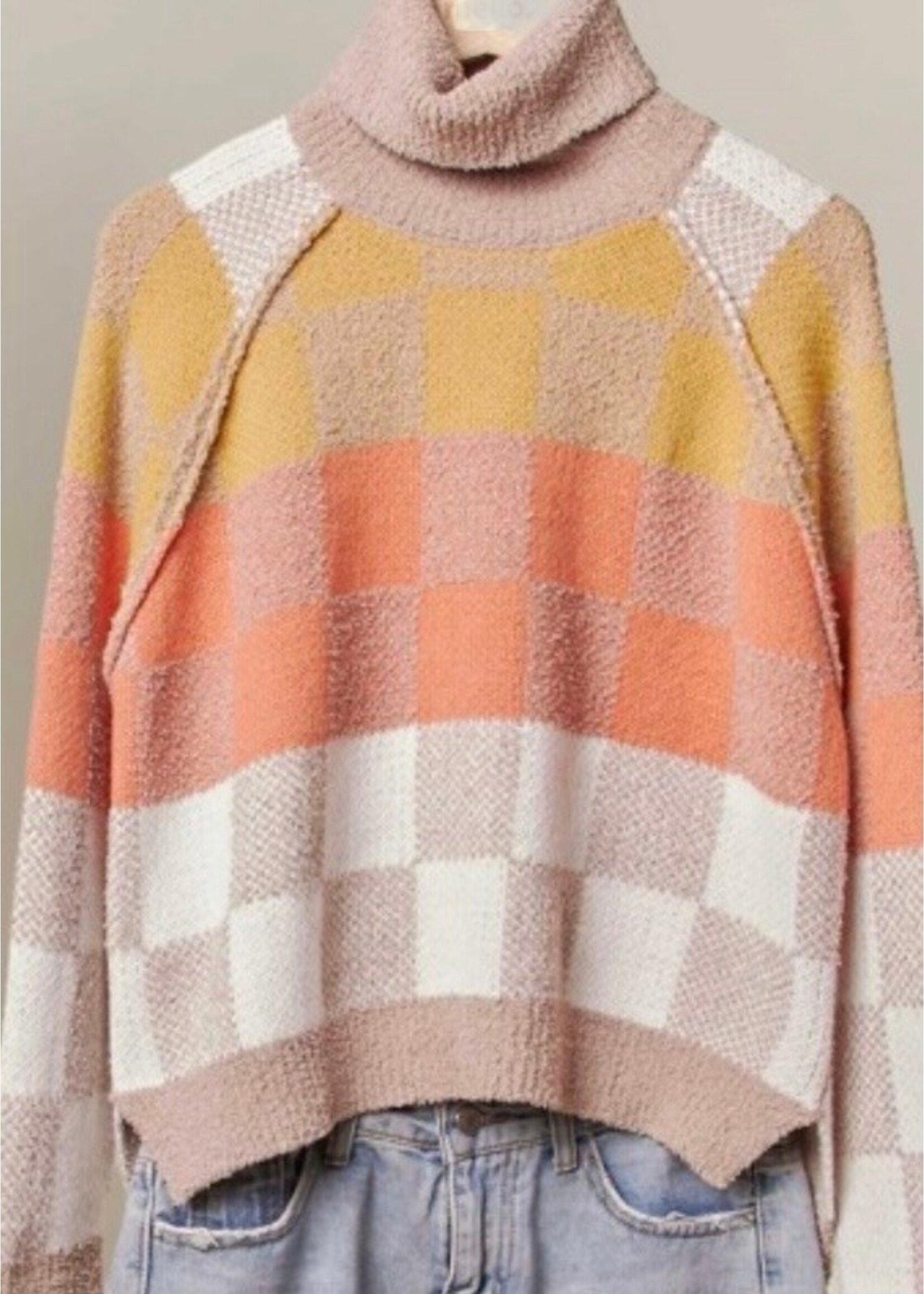 Ellie Turtle Neck Check Sweater